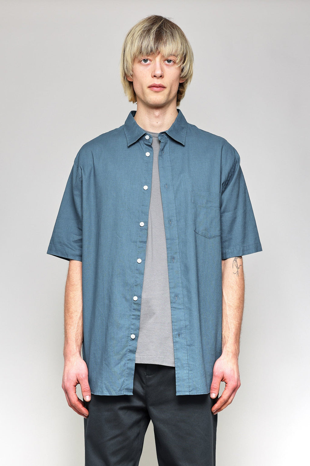 Japanese Washed Sheeting in Blue 01