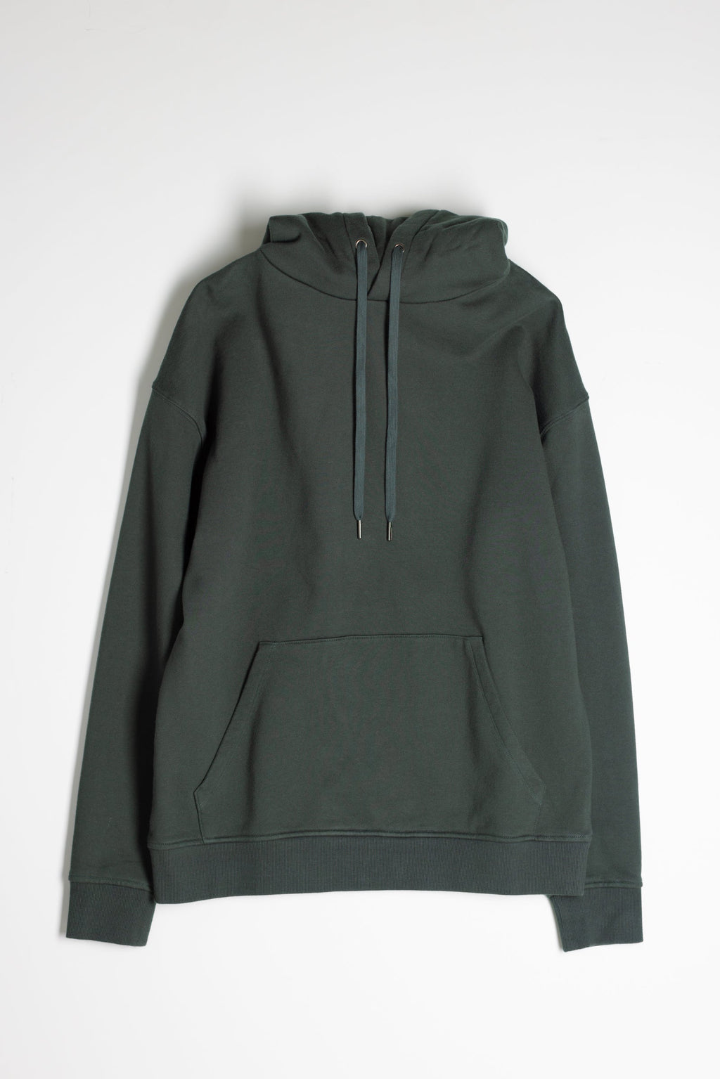 Cotton Fleece Pullover Hoodie in Hunter Green 01