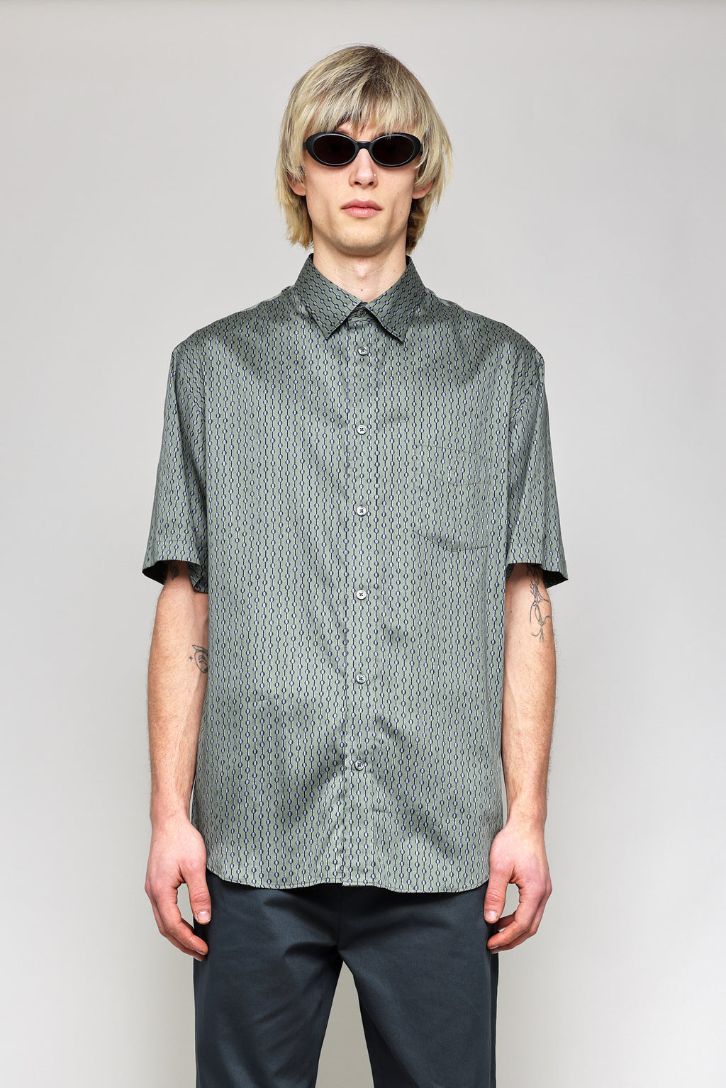 Japanese Dotted Stripe Print in Green 02