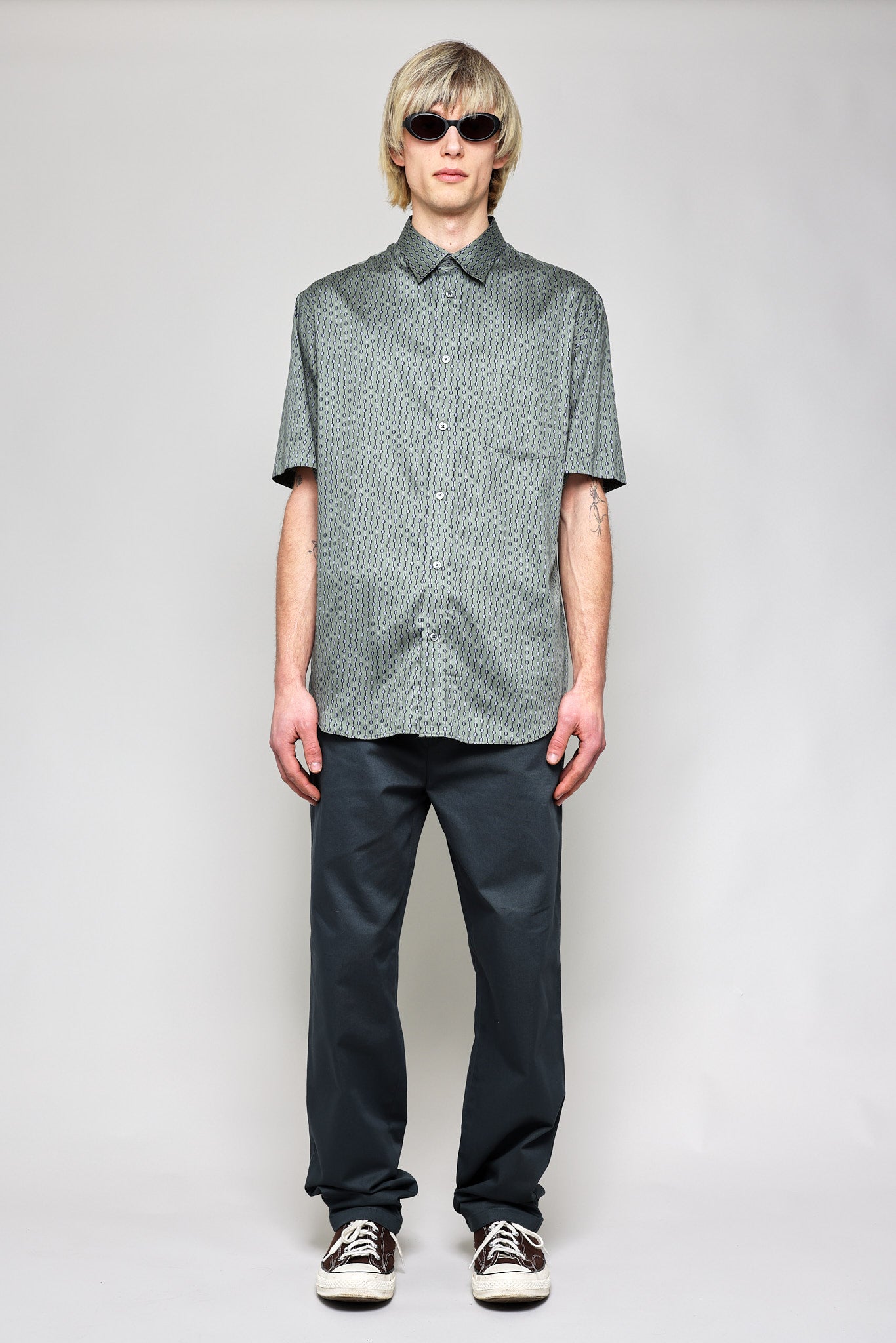 Japanese Dotted Stripe Print in Green 05