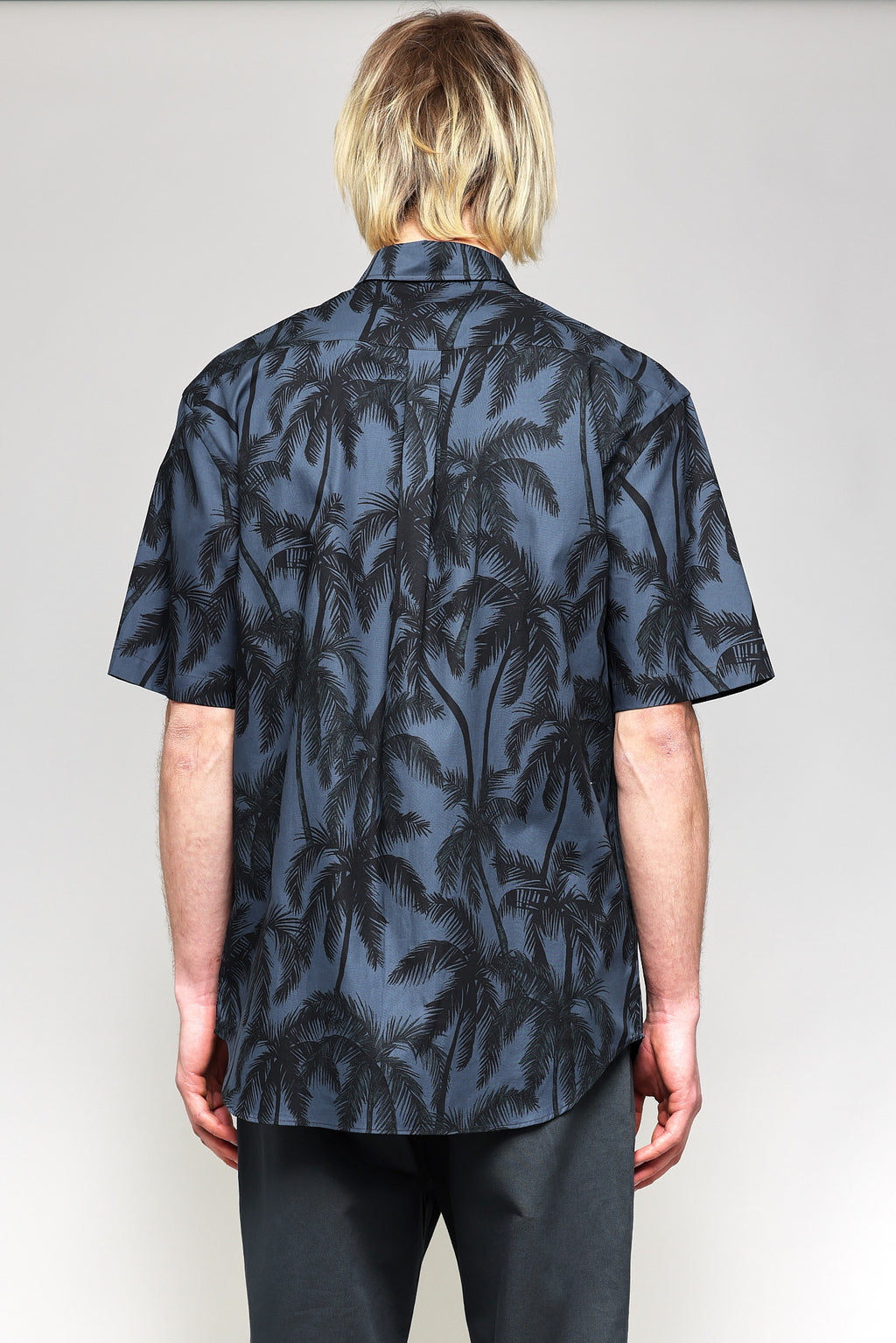 Japanese Palm Trees Print in Navy 03