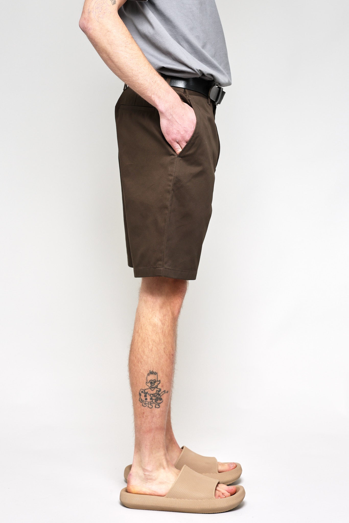 Japanese Chino Shorts High Density Twill in Charcoal 03