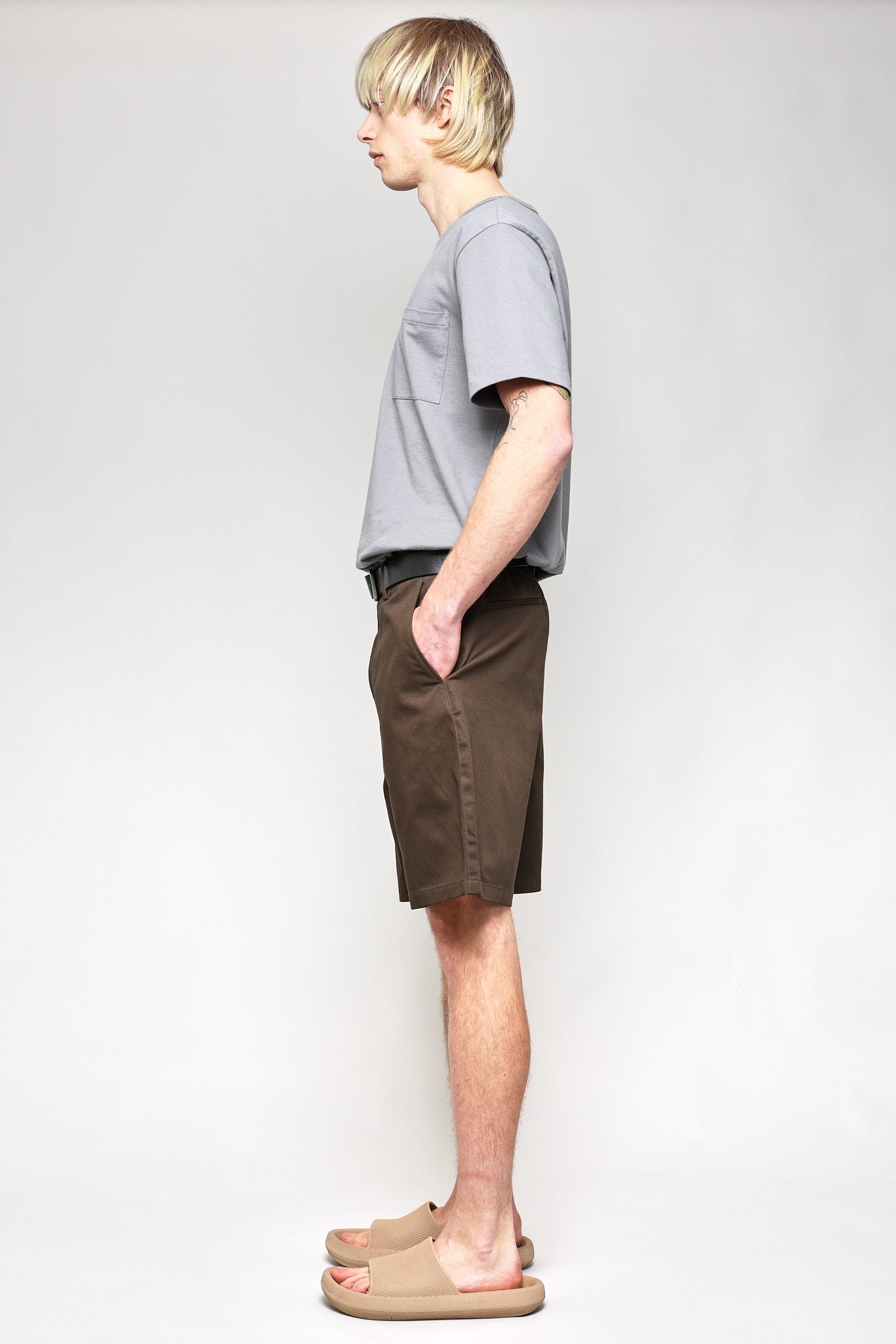 Japanese Chino Shorts High Density Twill in Charcoal 05