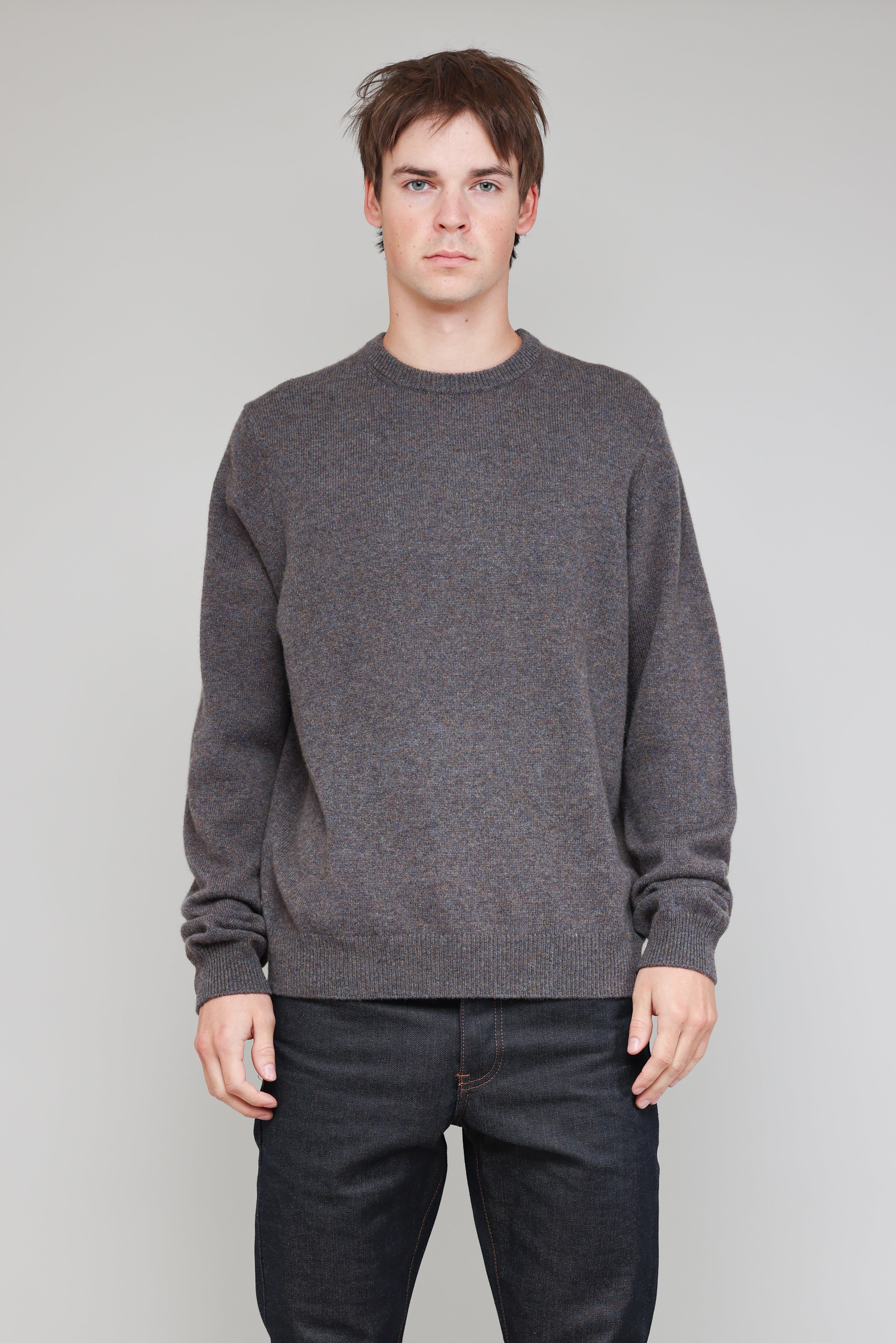 New Wool Crewneck in Melange Fossil 01