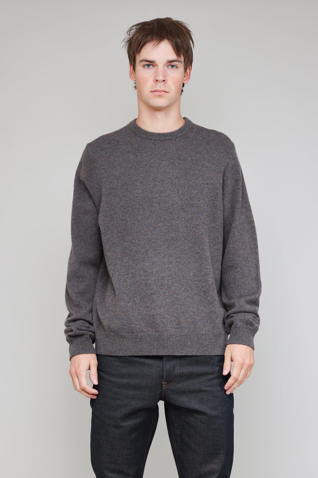 NS3018-20 New Wool Crew Neck in Melange Fossil 1