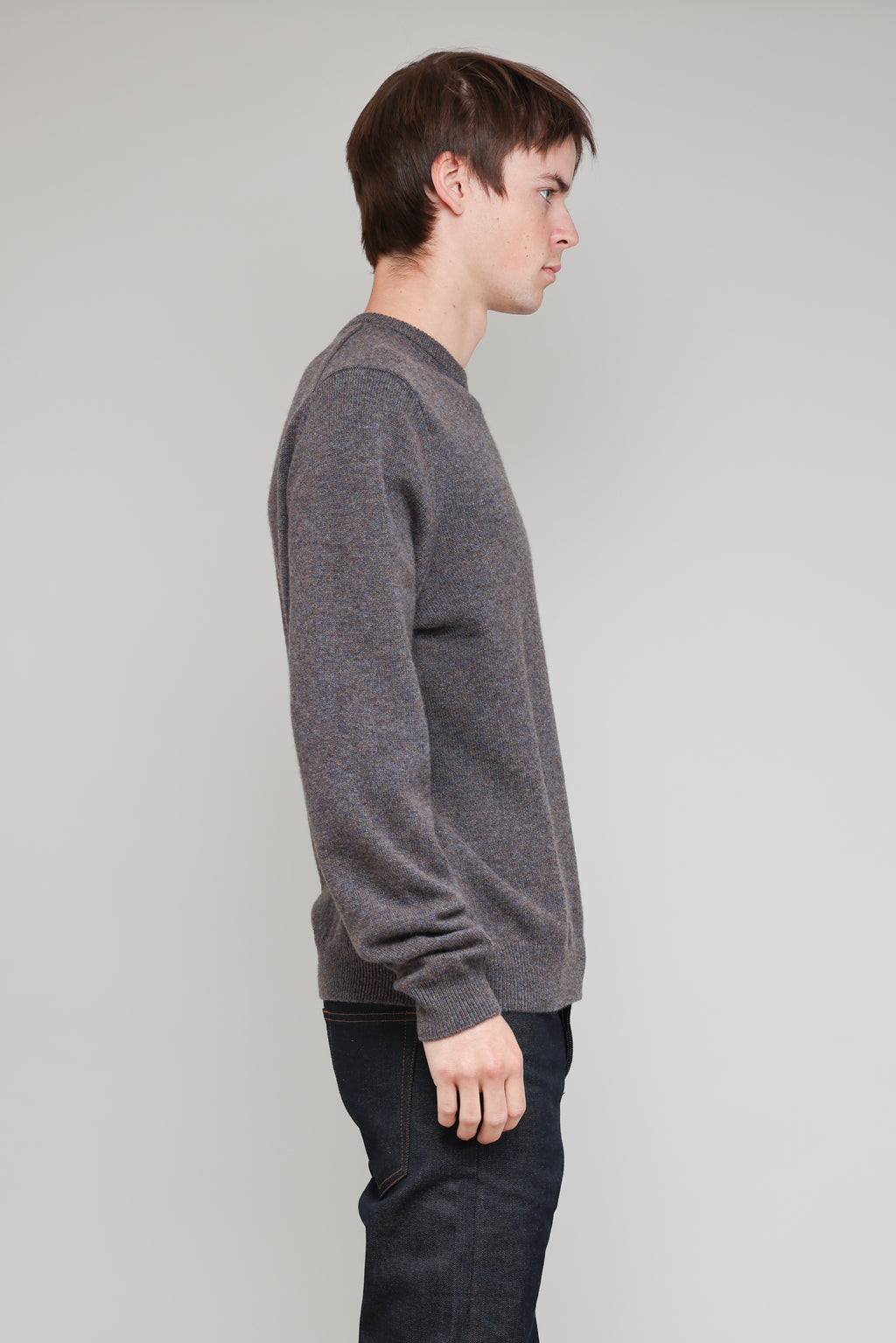 NS3018-20 New Wool Crew Neck in Melange Fossil 3