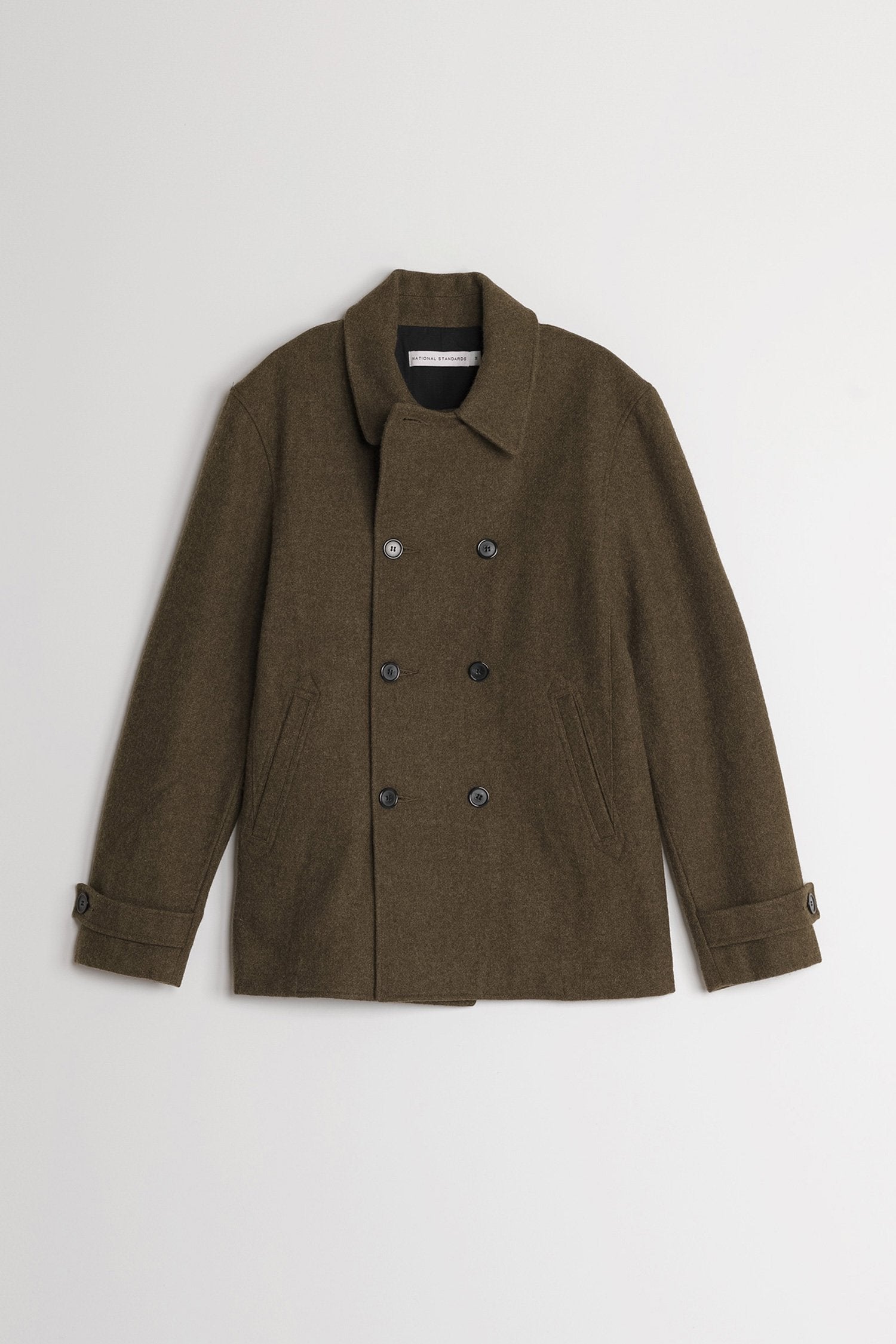 Japanese Loden Pea Coat in Army Green