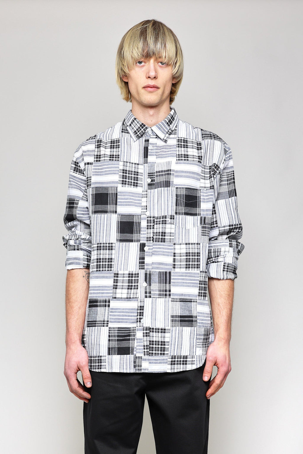 Japanese Patchwork Plaid in Black and White 01