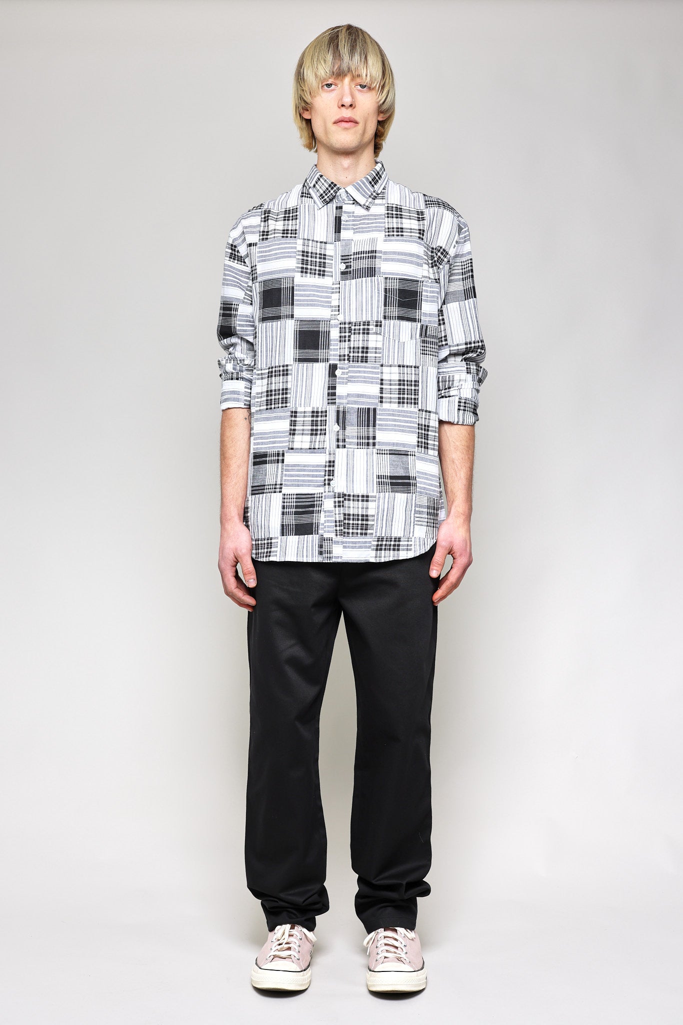 Japanese Patchwork Plaid in Black and White 05