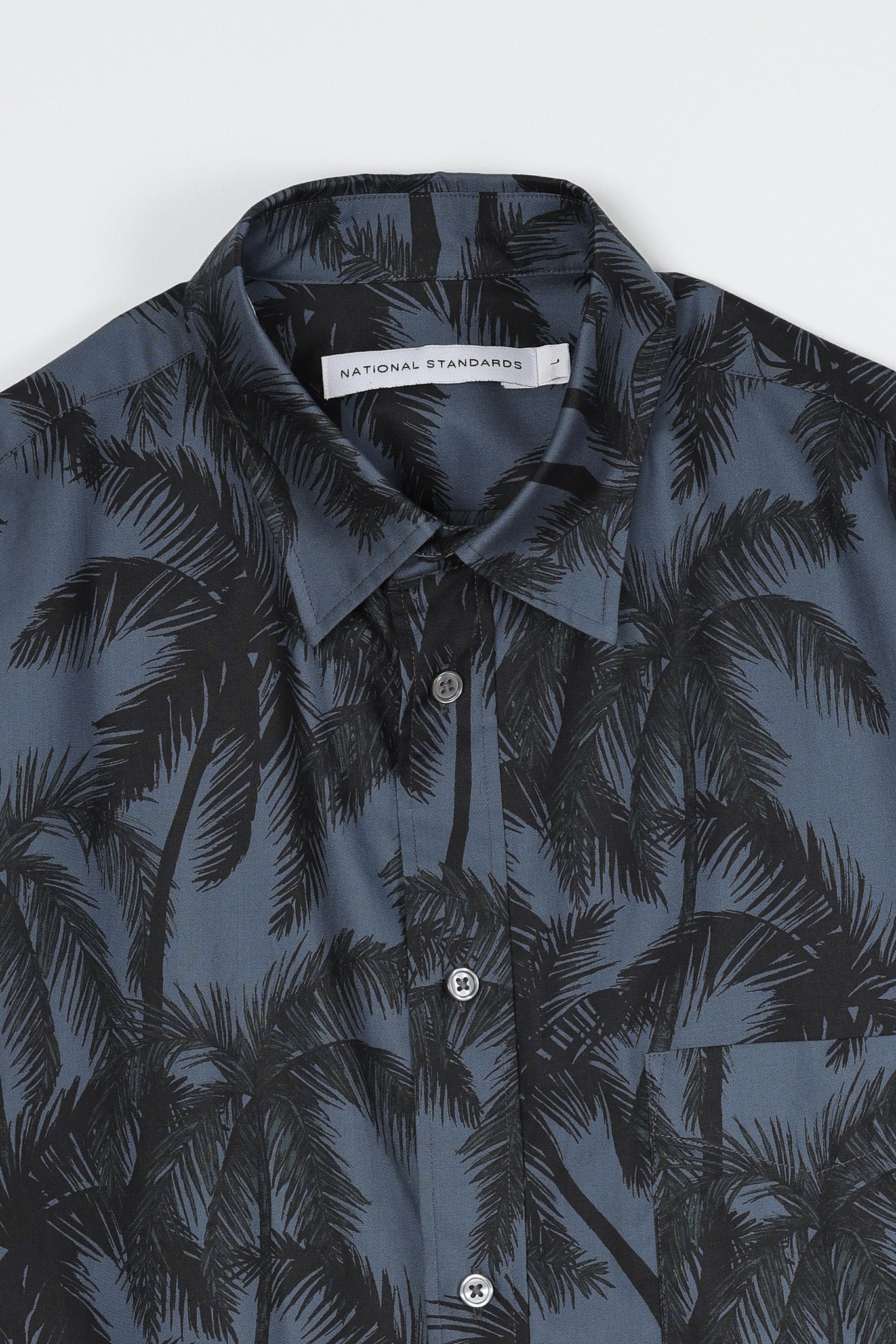 Japanese Palm Trees Print in Navy 06
