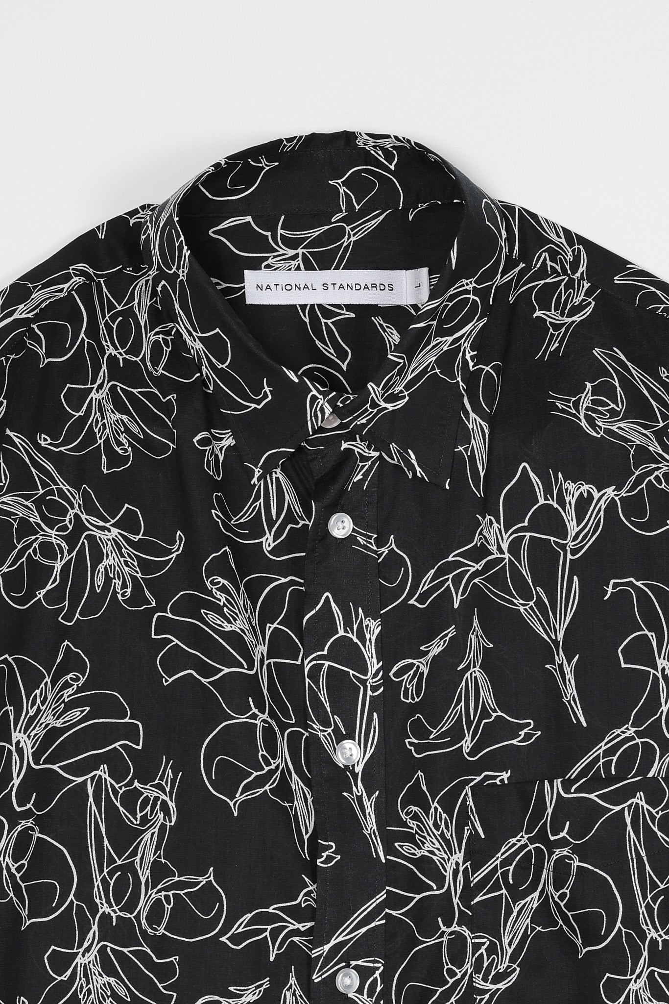 Japanese Hand Drawn Floral Print in Black 06