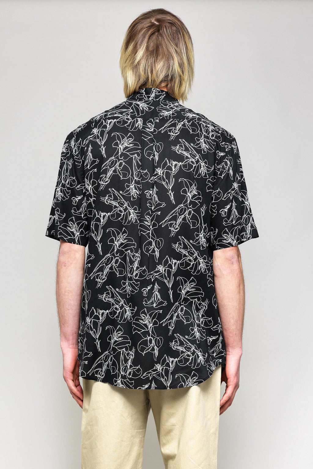 Japanese Hand Drawn Floral Print in Black 03