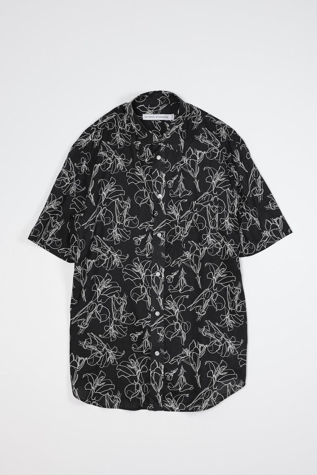 Japanese Hand Drawn Floral Print in Black 01