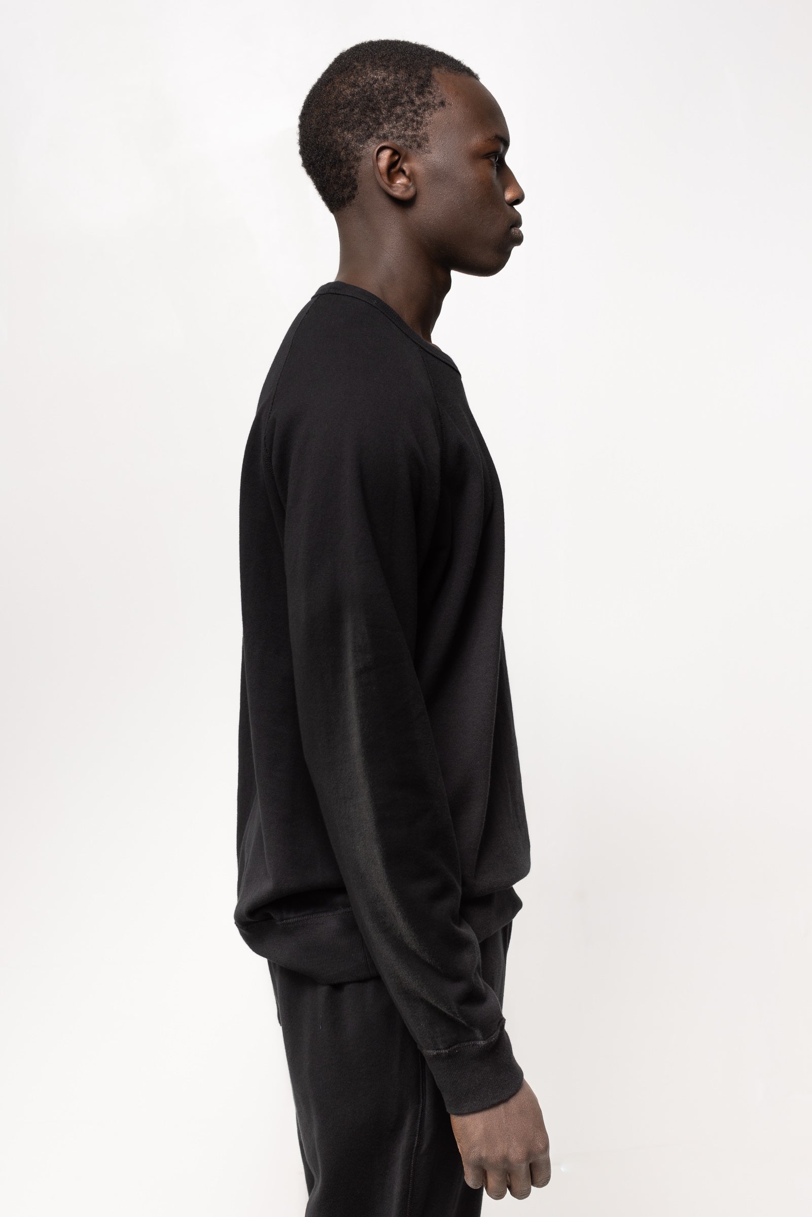 French Terry Long Sleeve Crew in Black 03