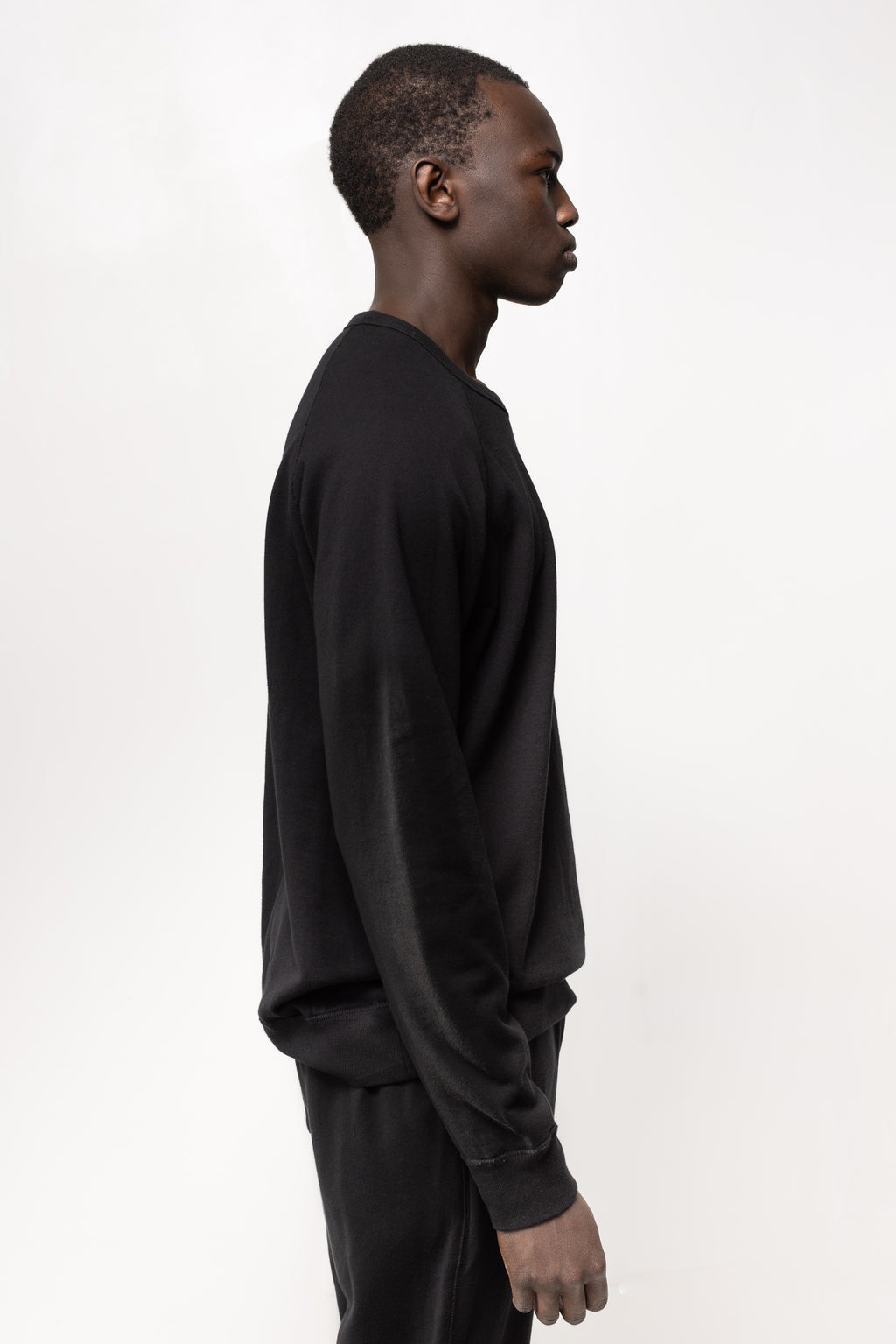 French Terry Long Sleeve Crew in Black 03