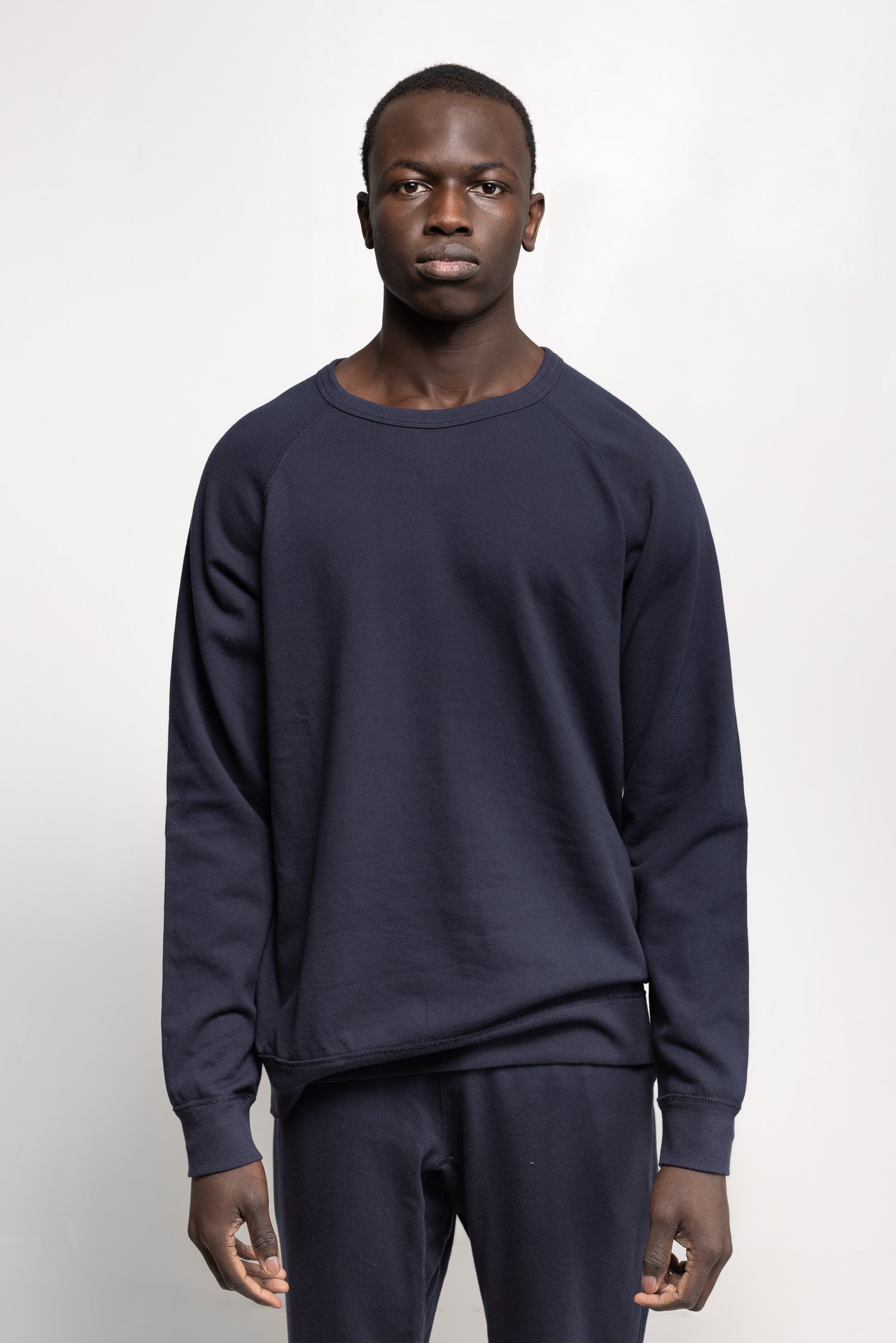 French Terry Long Sleeve Crew in Navy 02