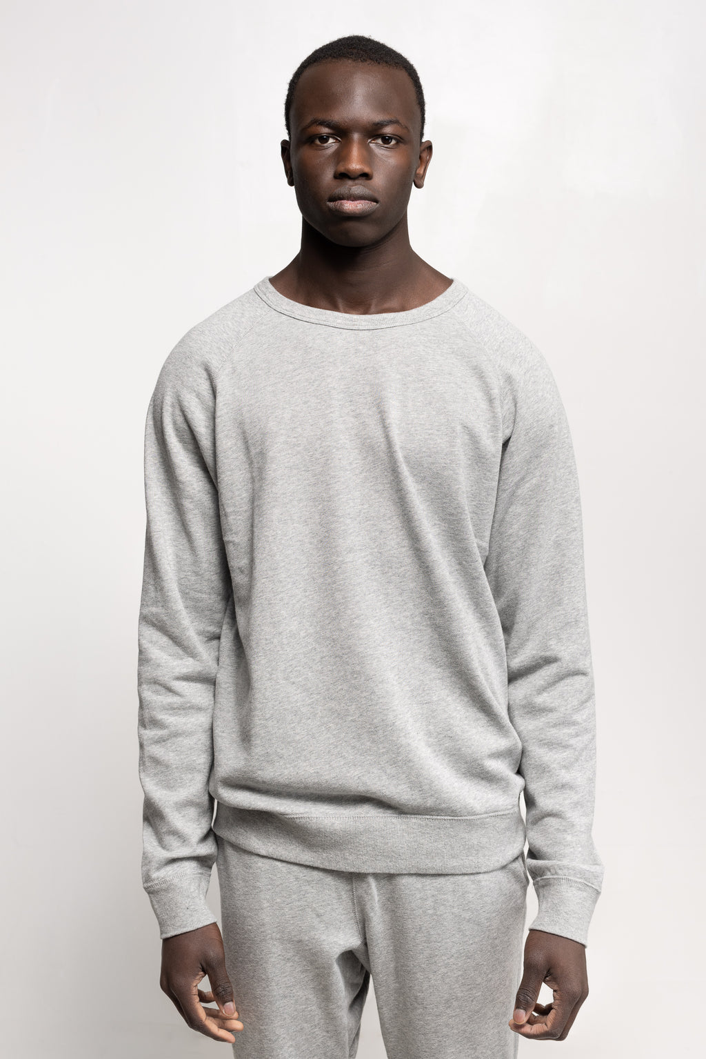 NS2117A-3 250g French Terry Long Sleeve Crew in Melange Grey 01