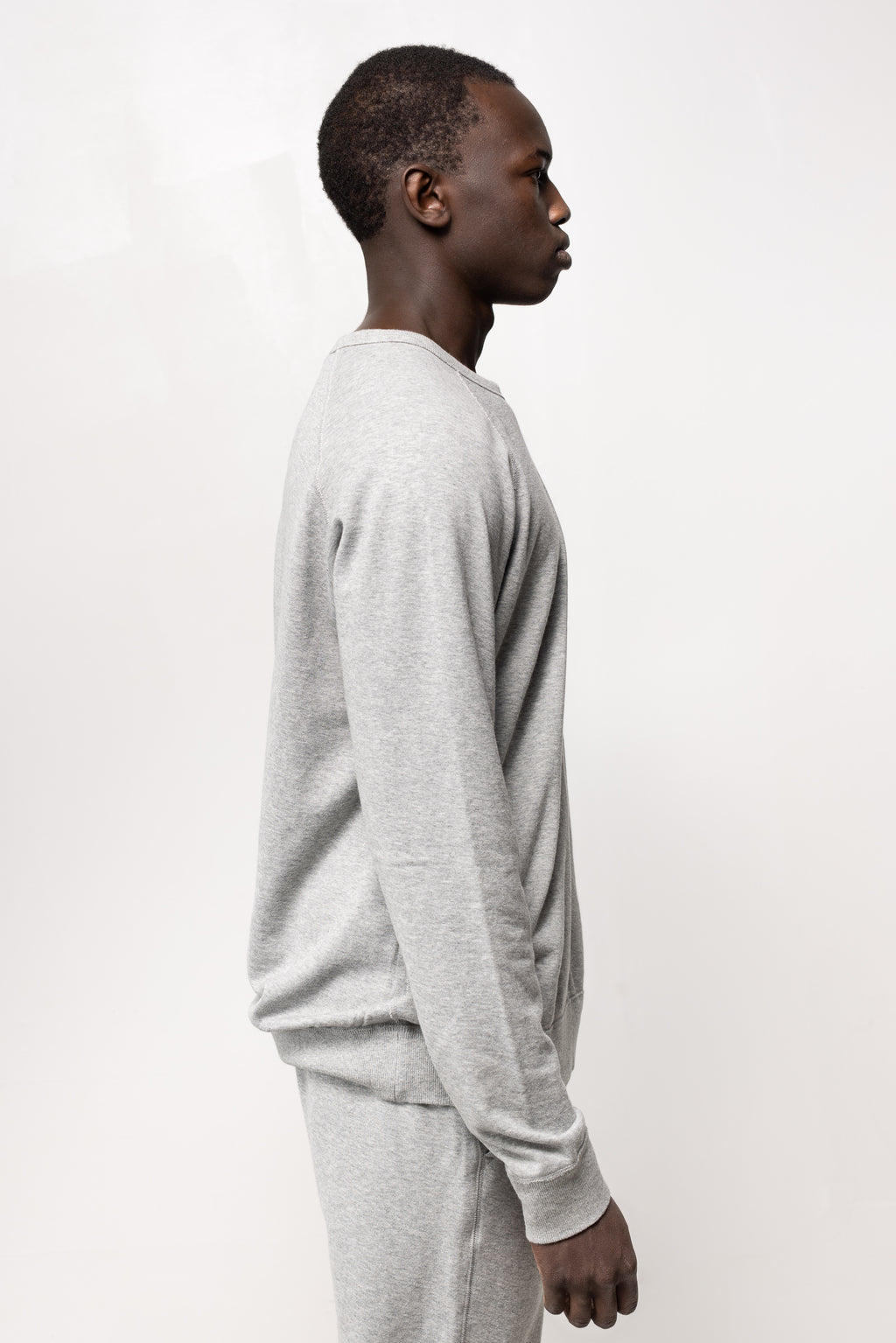 French Terry Crew in Melange Grey 03