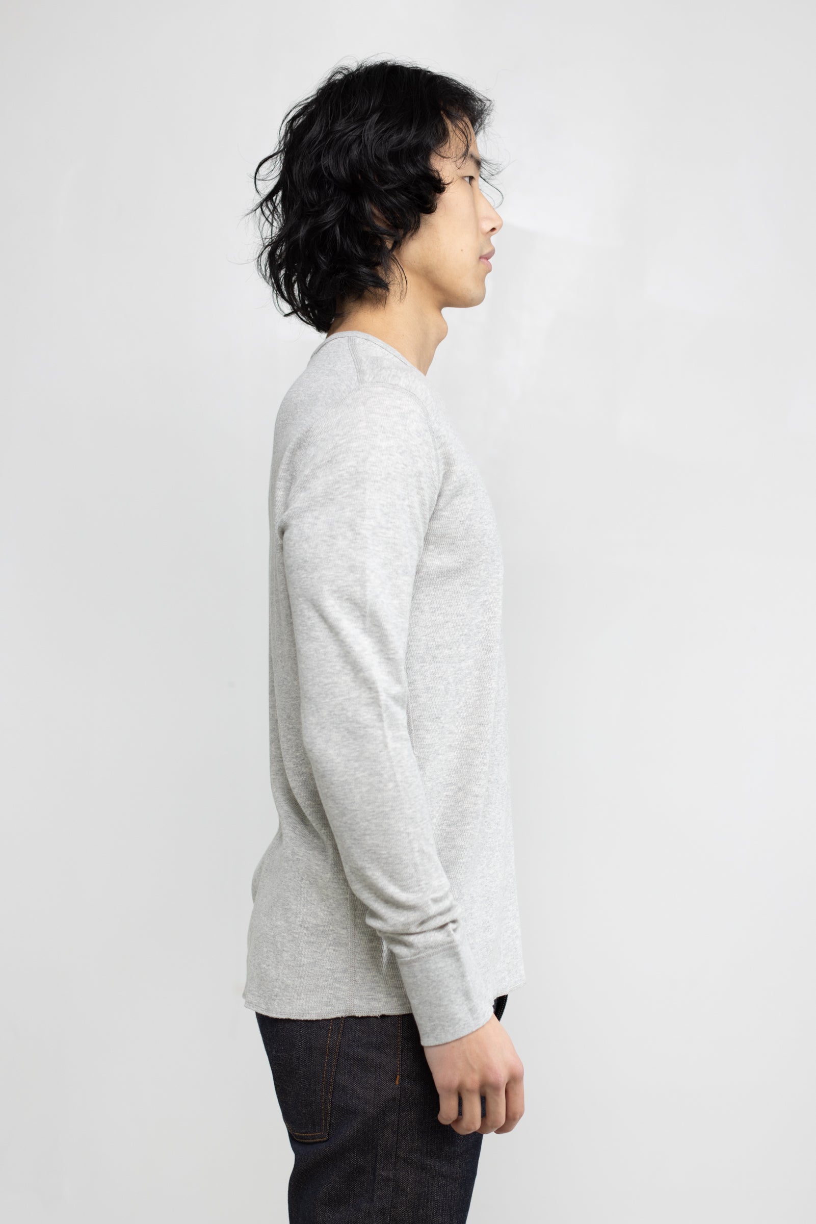 Mesh Thermal L/S Crew in Melange Grey 04