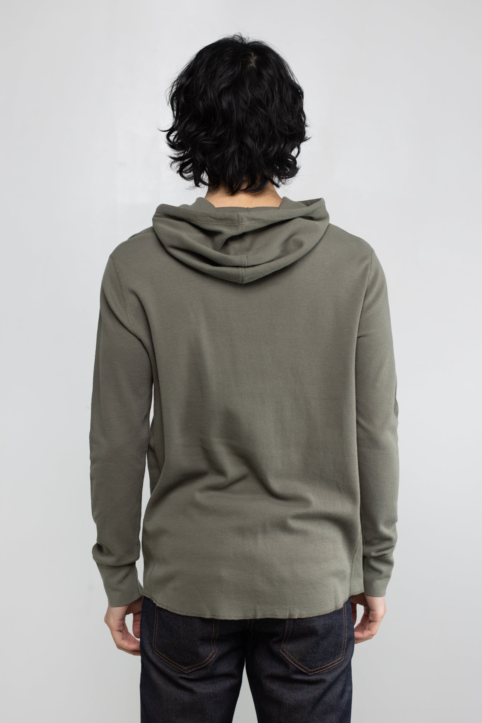 Mesh Thermal Pullover Hoodie in Army Green 03