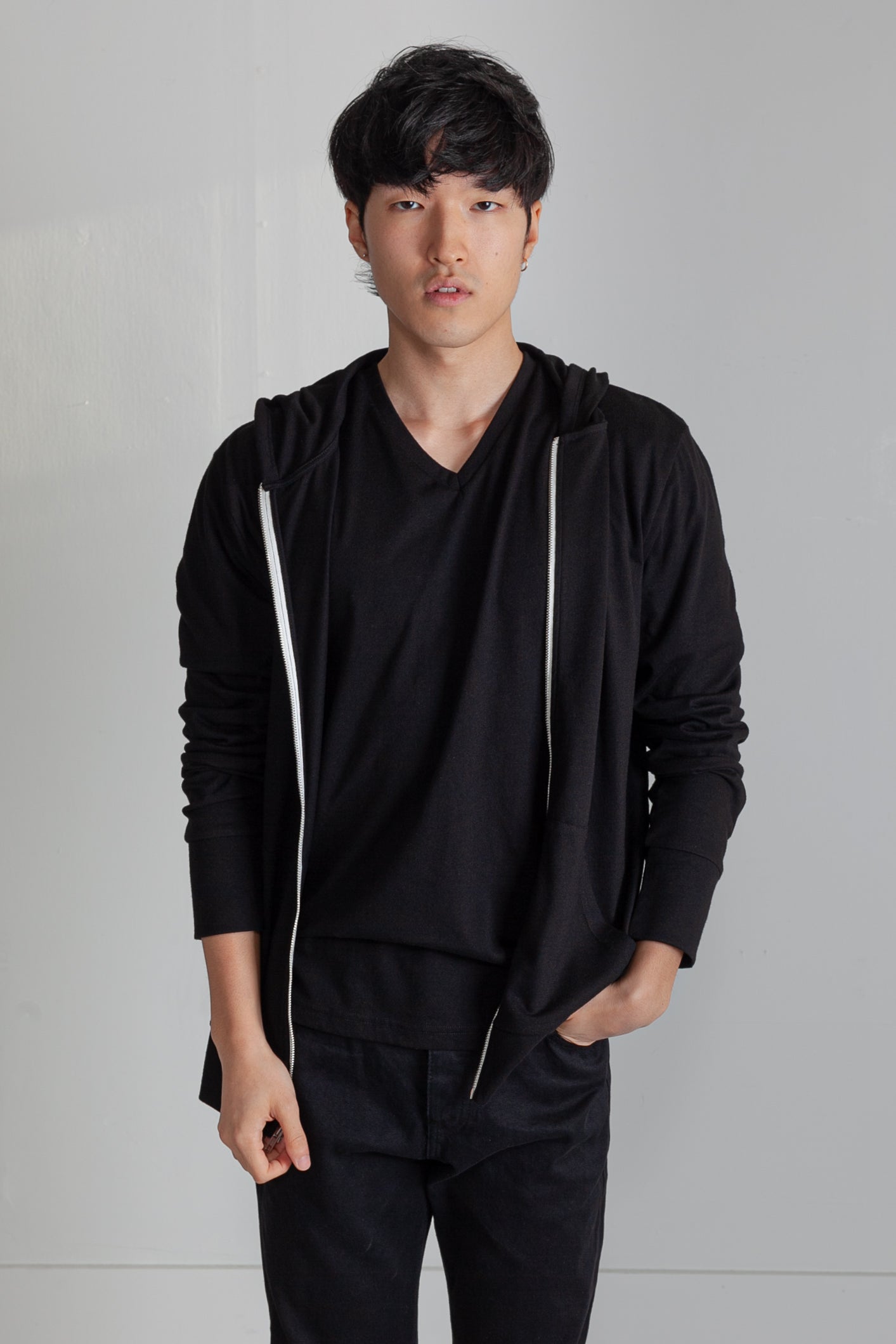 Tri-blend Zip Hoodie in Black 01