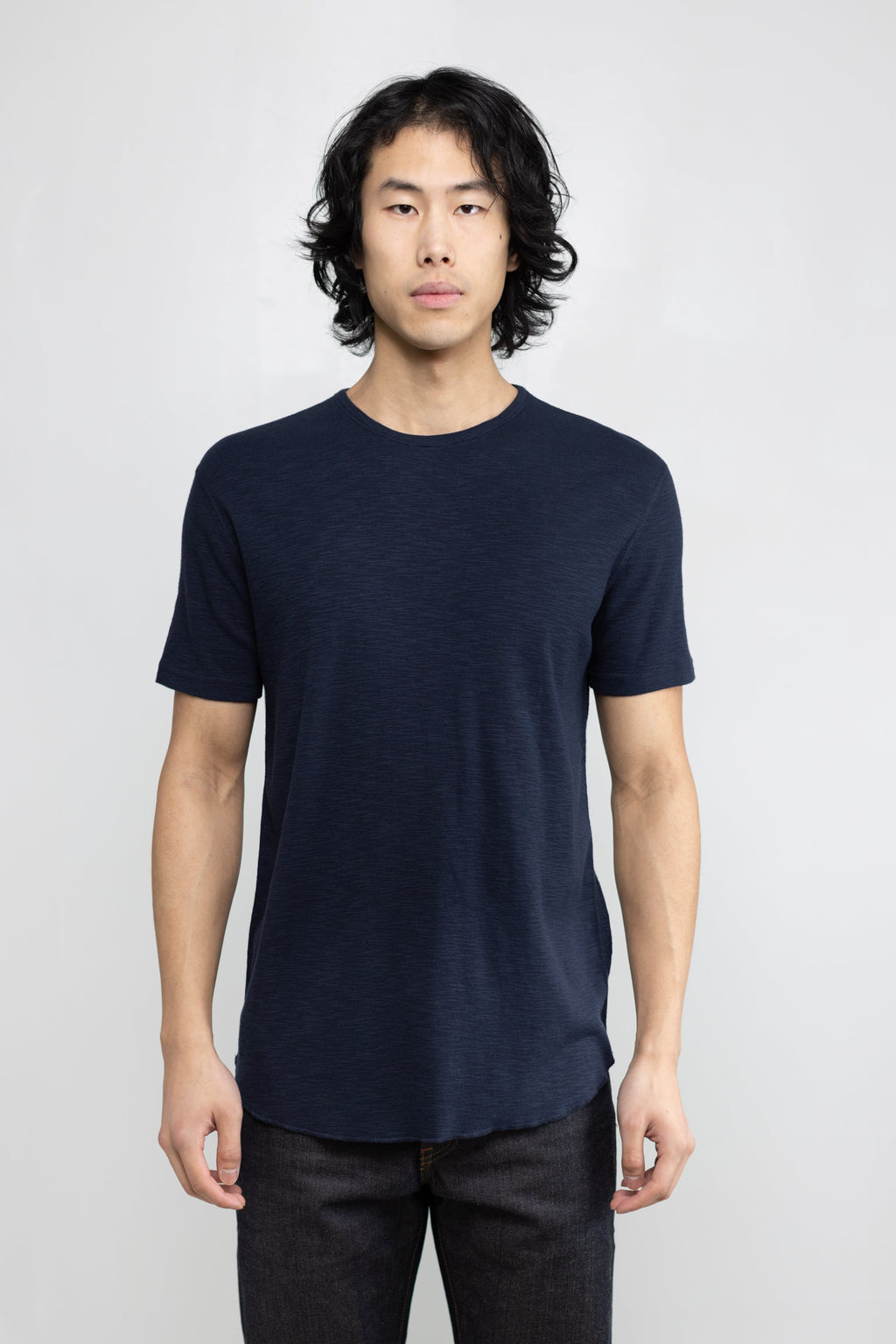 Slub 1x1 Short Sleeve Crew in Navy 01