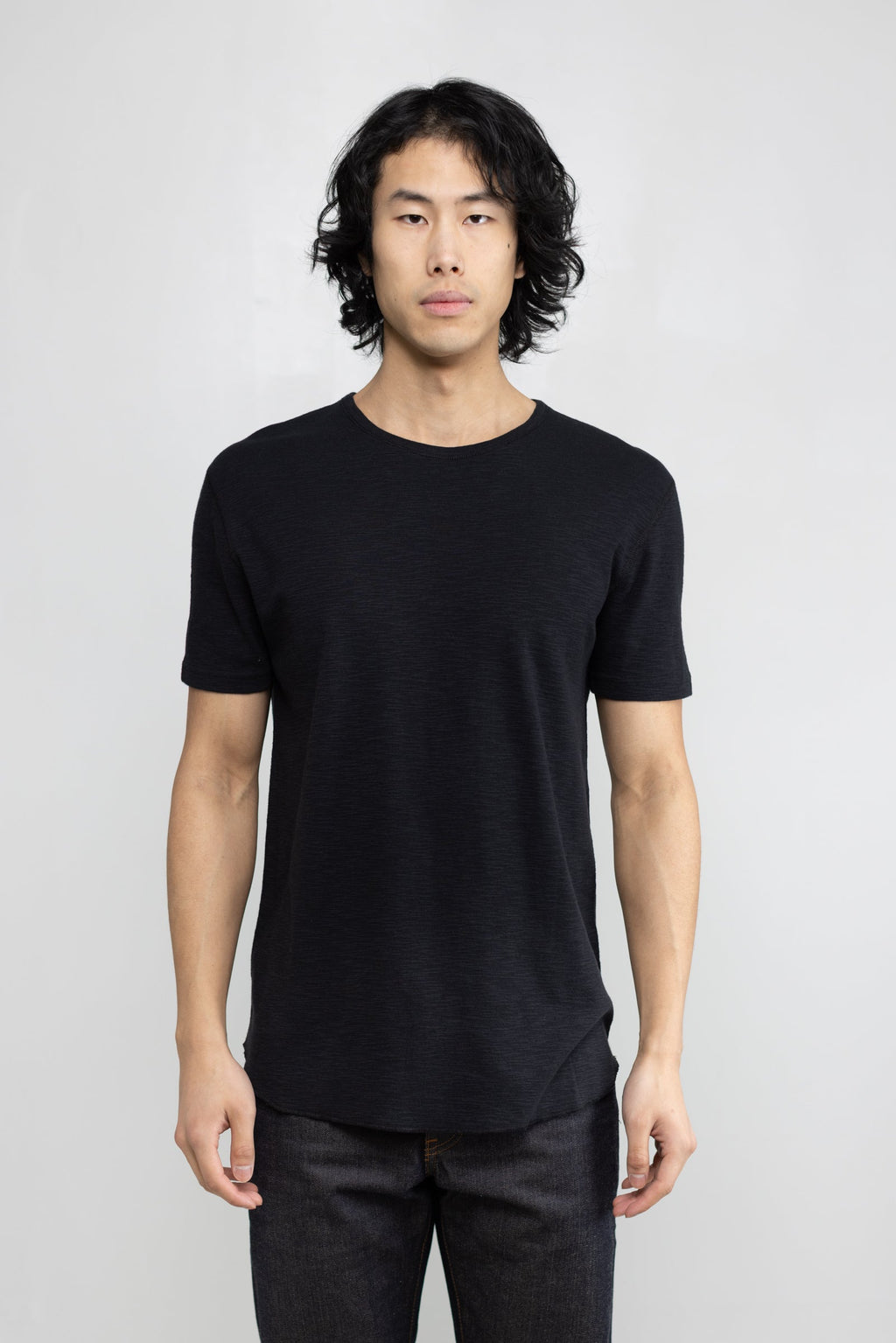 Slub 1x1 Short Sleeve Crew in Black 02