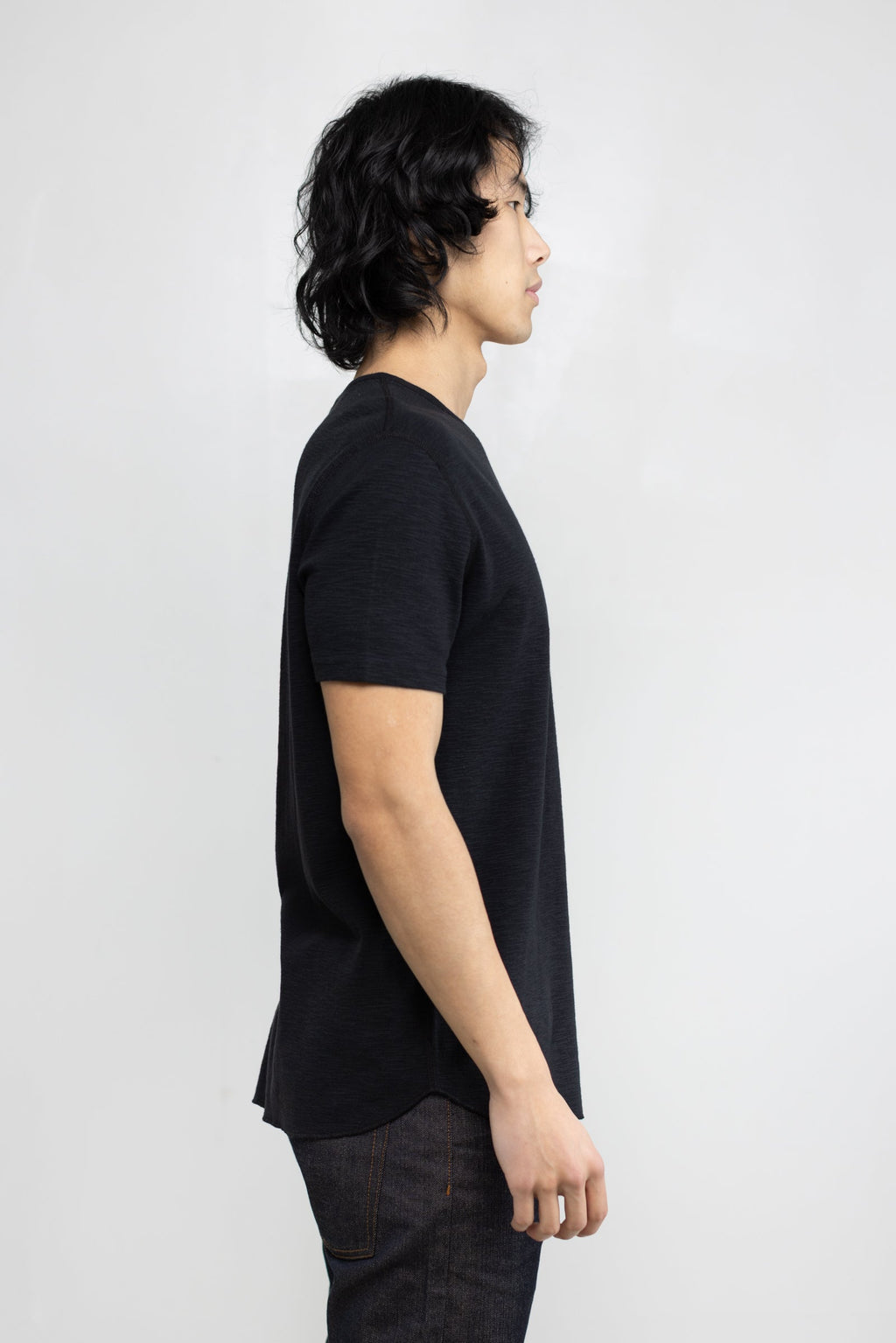 Slub 1x1 Short Sleeve Crew in Black 04