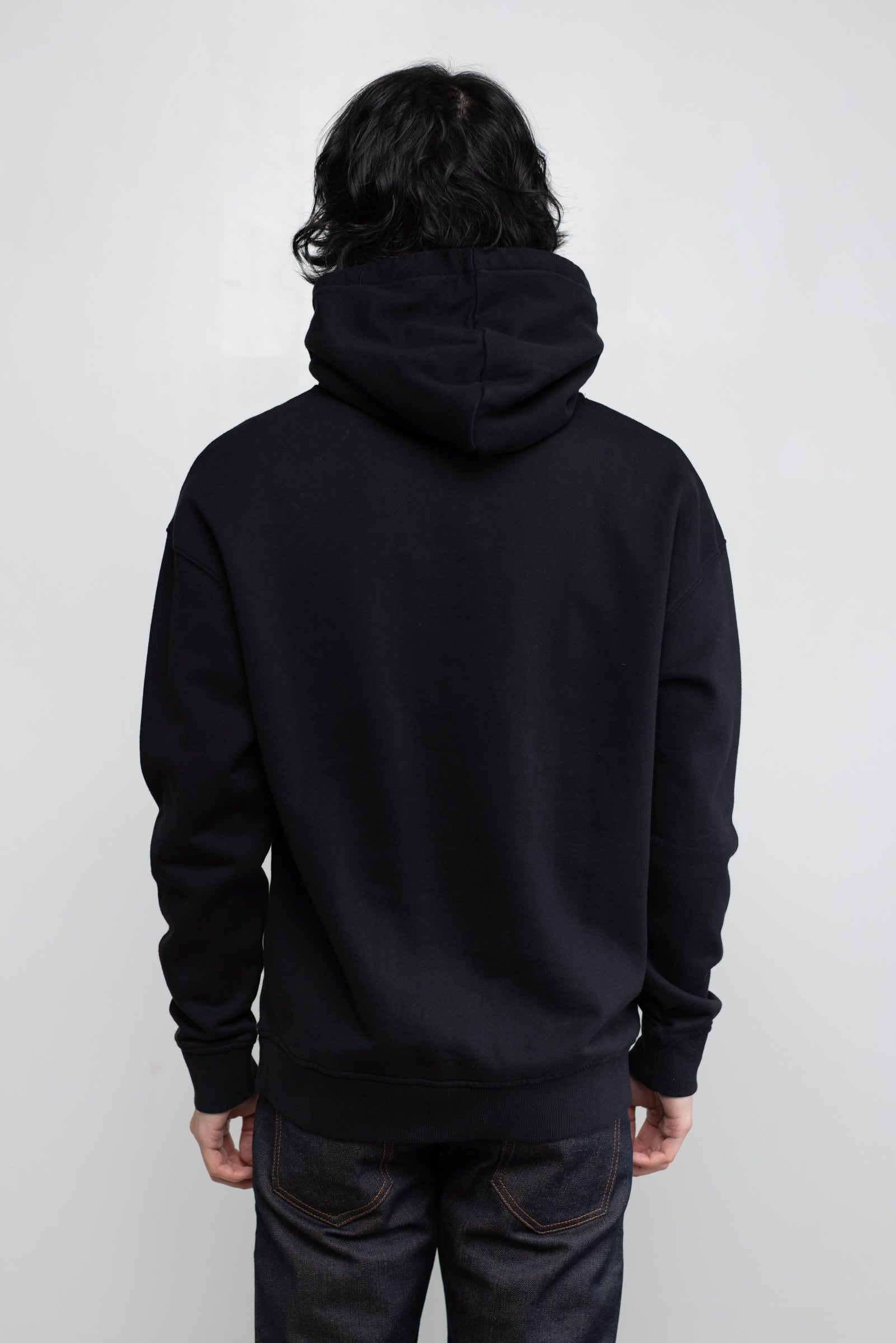 Cotton Fleece Pullover Hoodie in Black 03