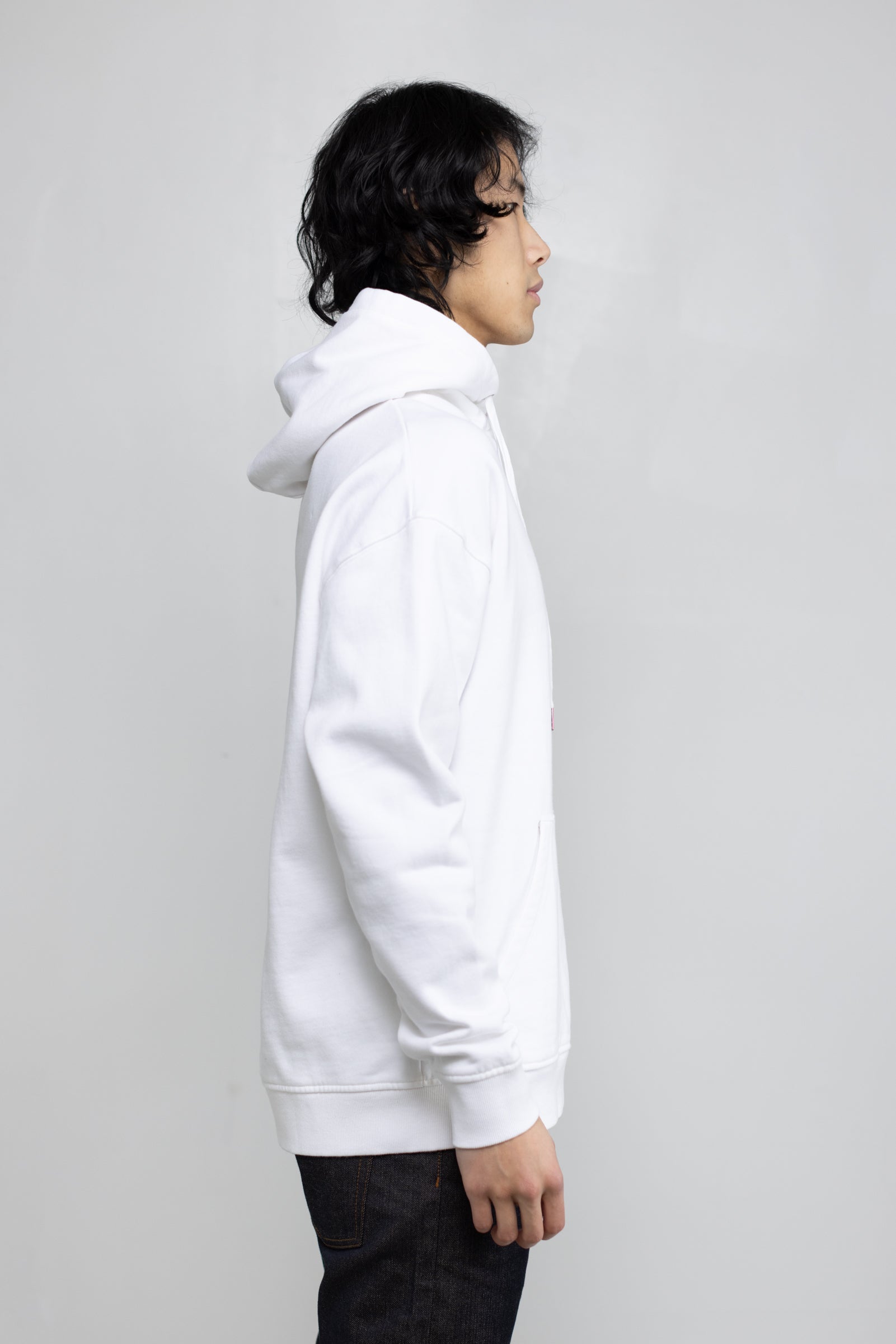 Cotton Fleece Pullover Hoodie in White 04