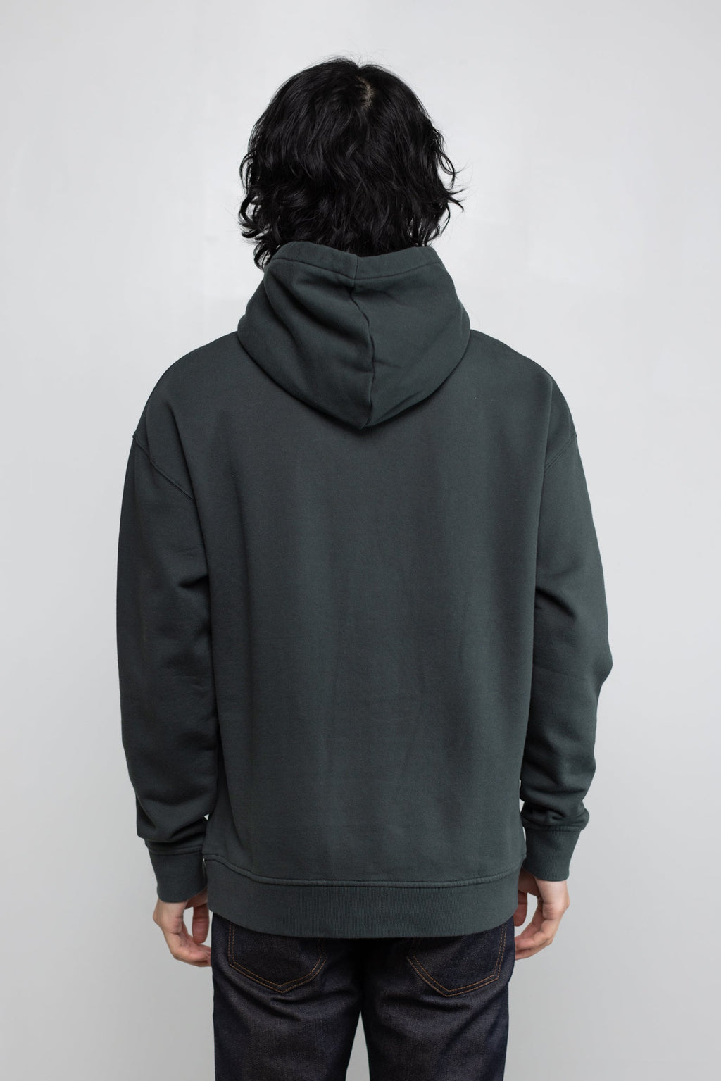 Cotton Fleece Pullover Hoodie in Hunter Green 03