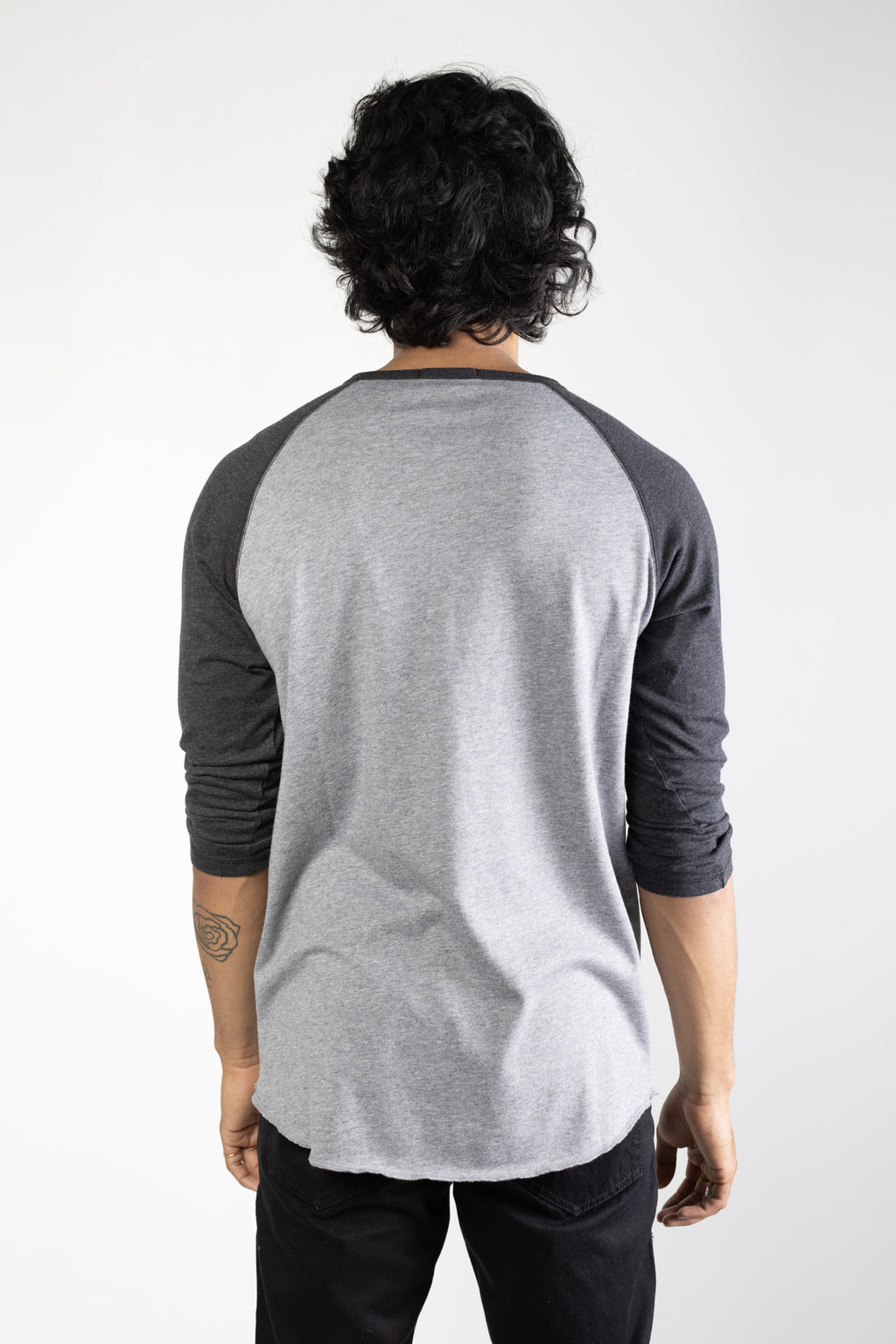 NS2122-9 Tri-blend 3/4 henley in Grey with Charcoal sleeves 04