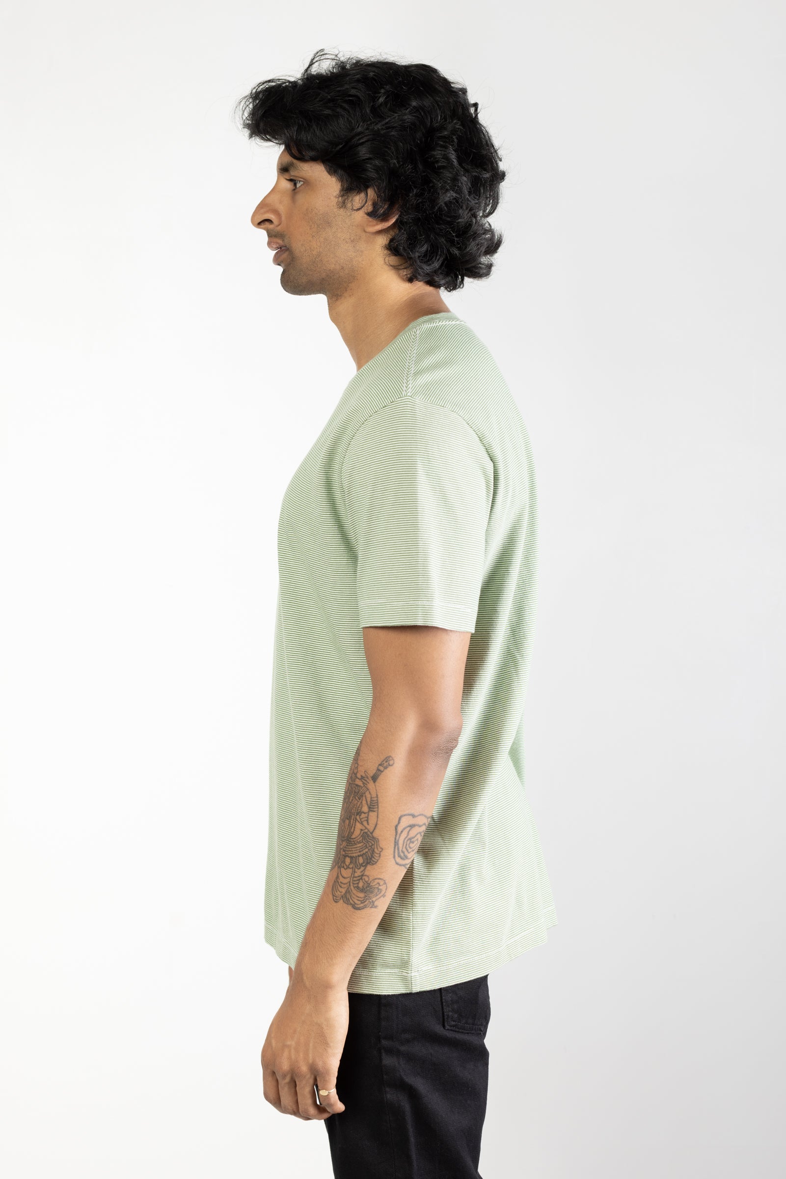 NS2171-2 Mini Stripe Crew Neck in Green 05