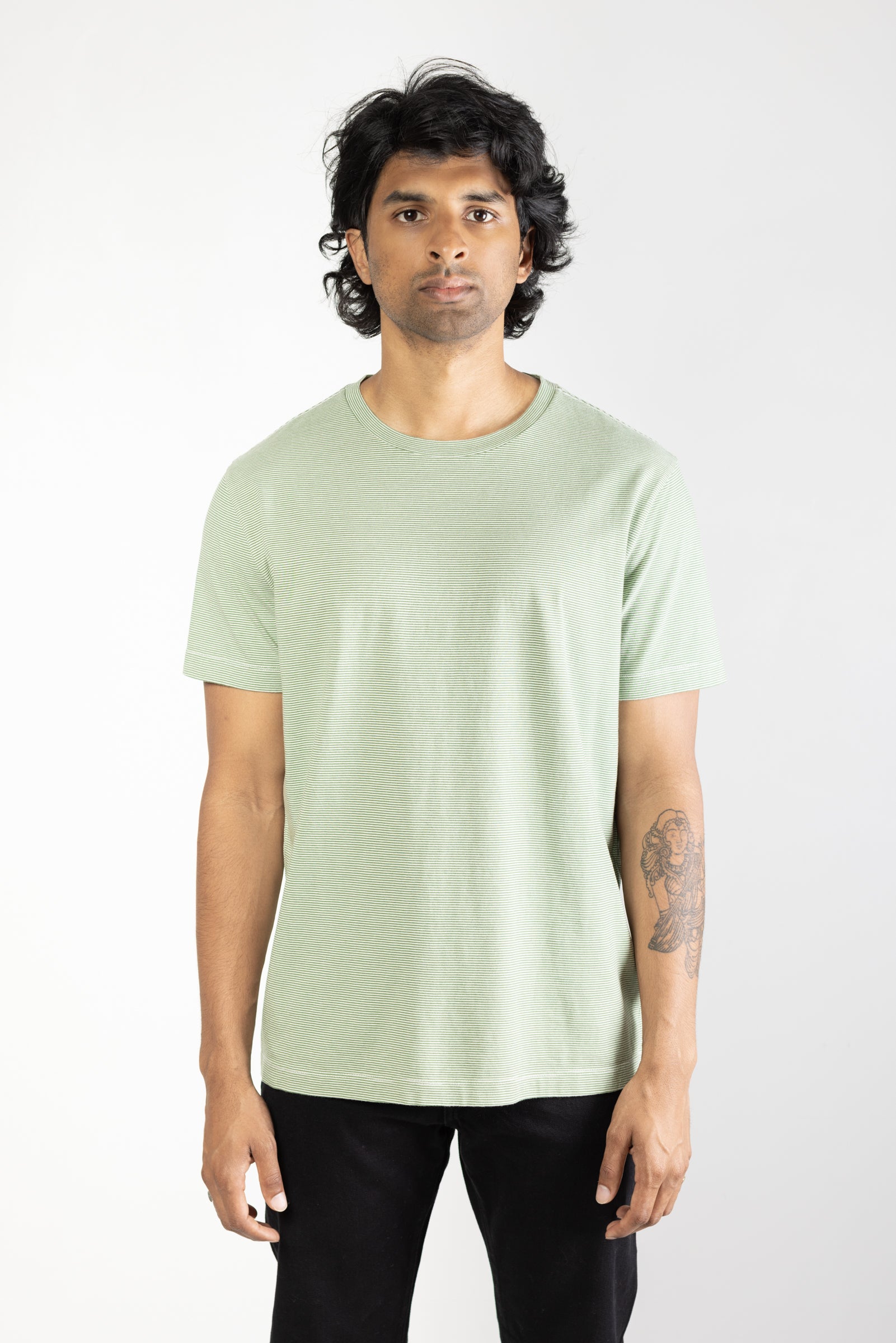 NS2171-2 Mini Stripe Crew Neck in Green 03