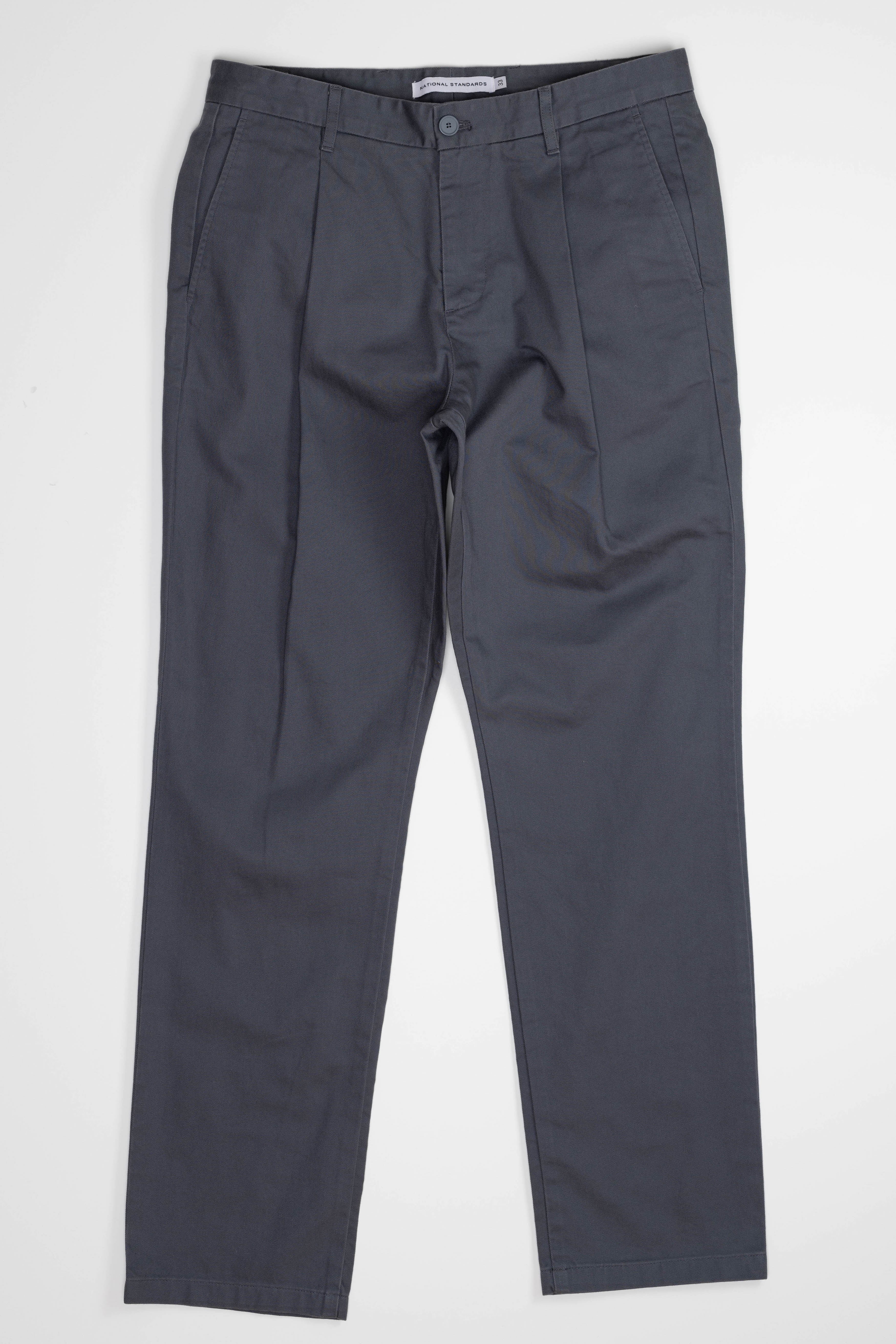 Pleated Chino Vintage French Drill in Blue Grey 05