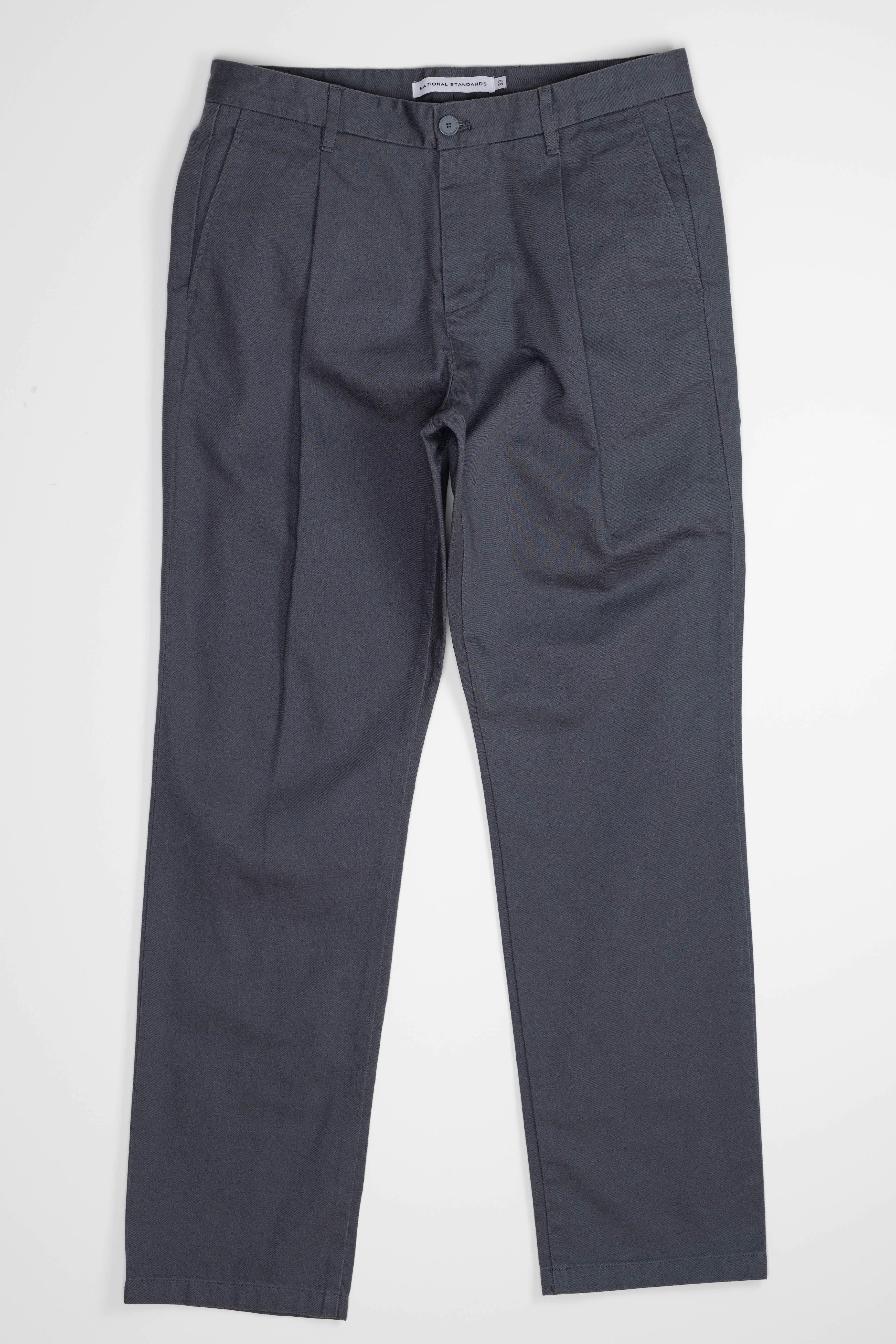 Pleated Chino Vintage French Drill in Blue Grey 05
