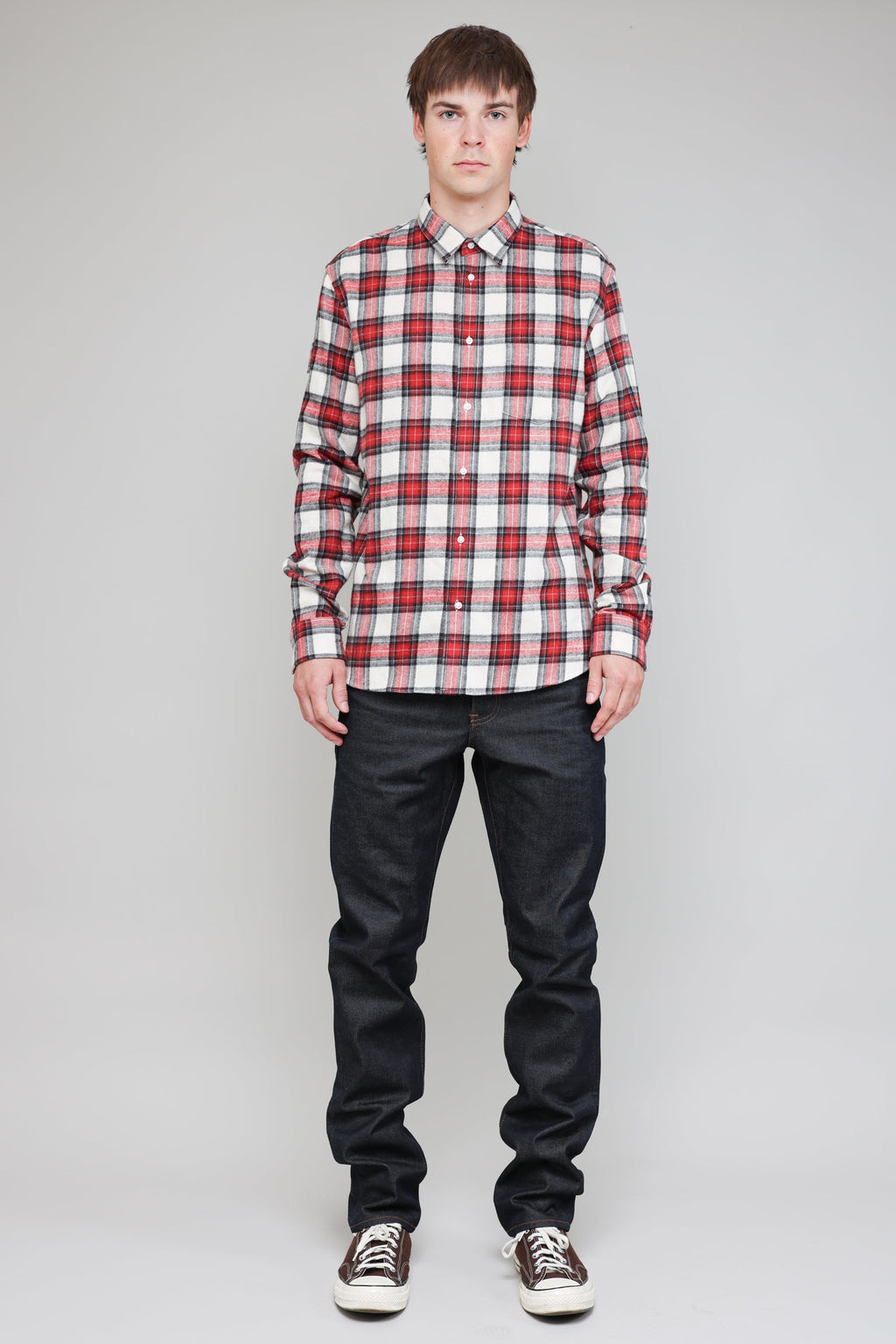 Japanese Shaggy Tartan in Red and Grey 05