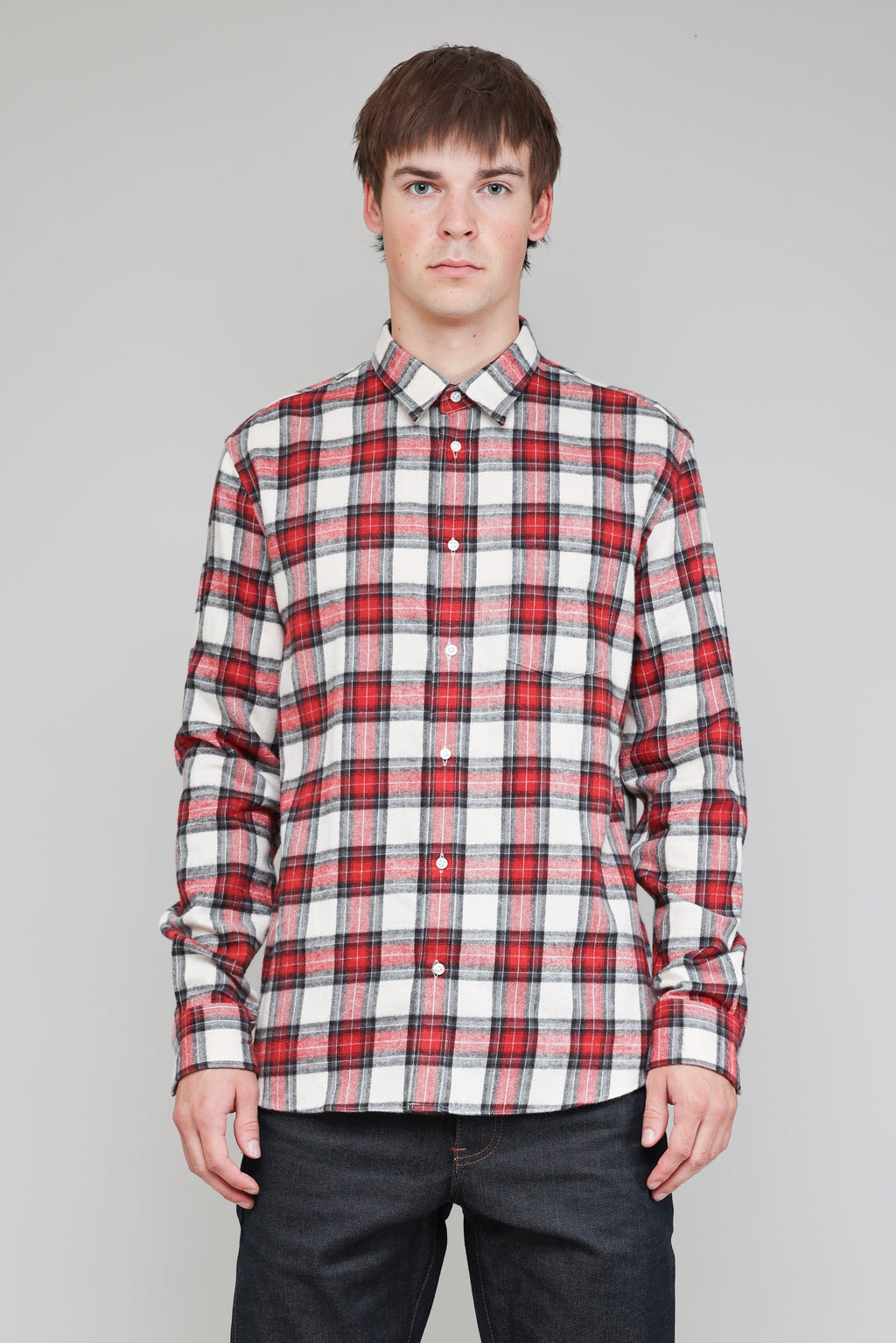 Japanese Shaggy Tartan in Red and Grey 01
