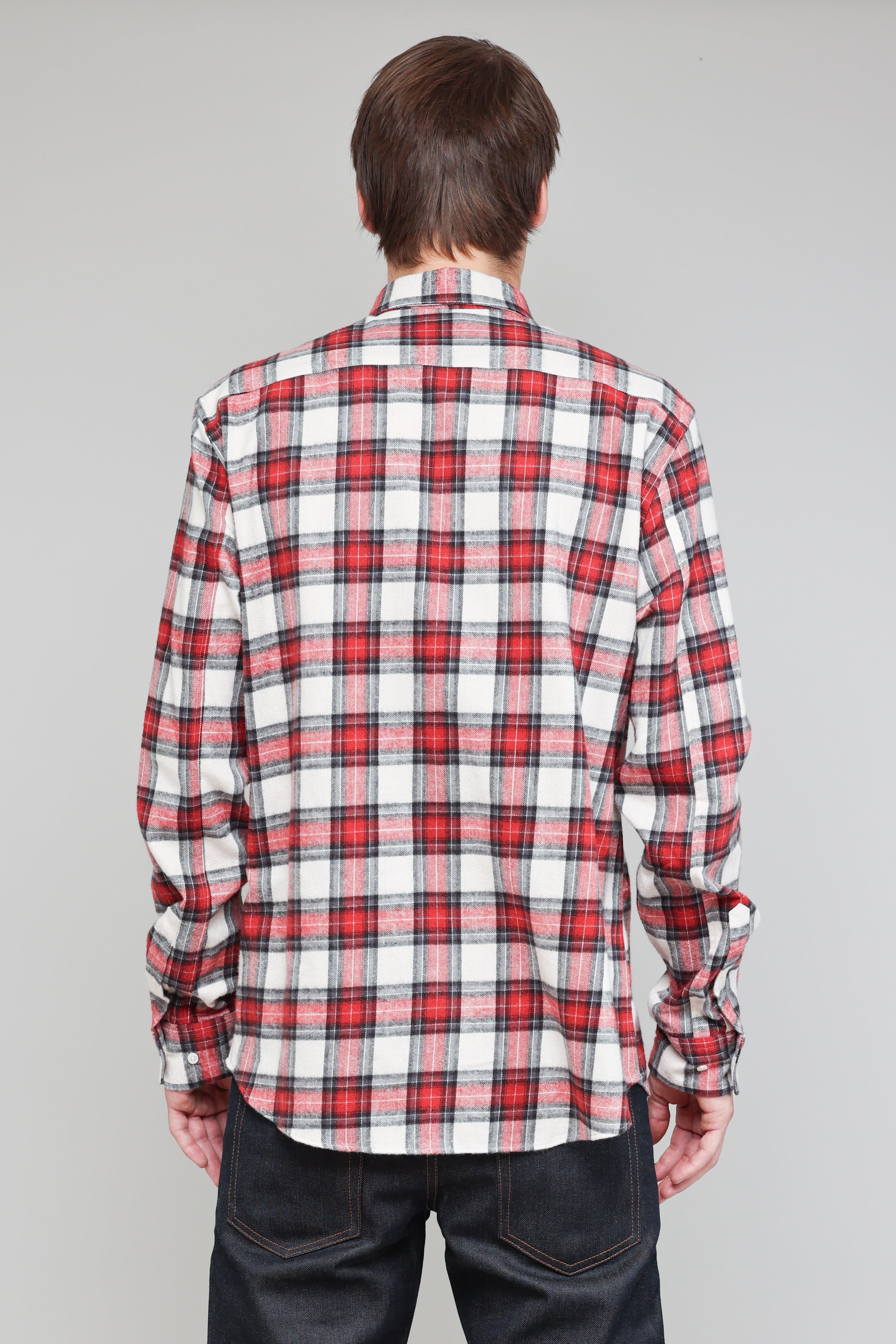 Japanese Shaggy Tartan in Red and Grey 03