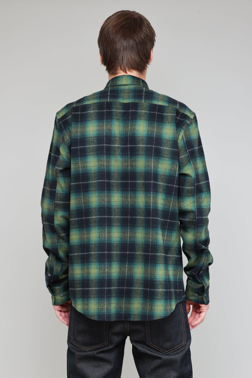 Japanese Shaggy Plaid in Green and Navy 03