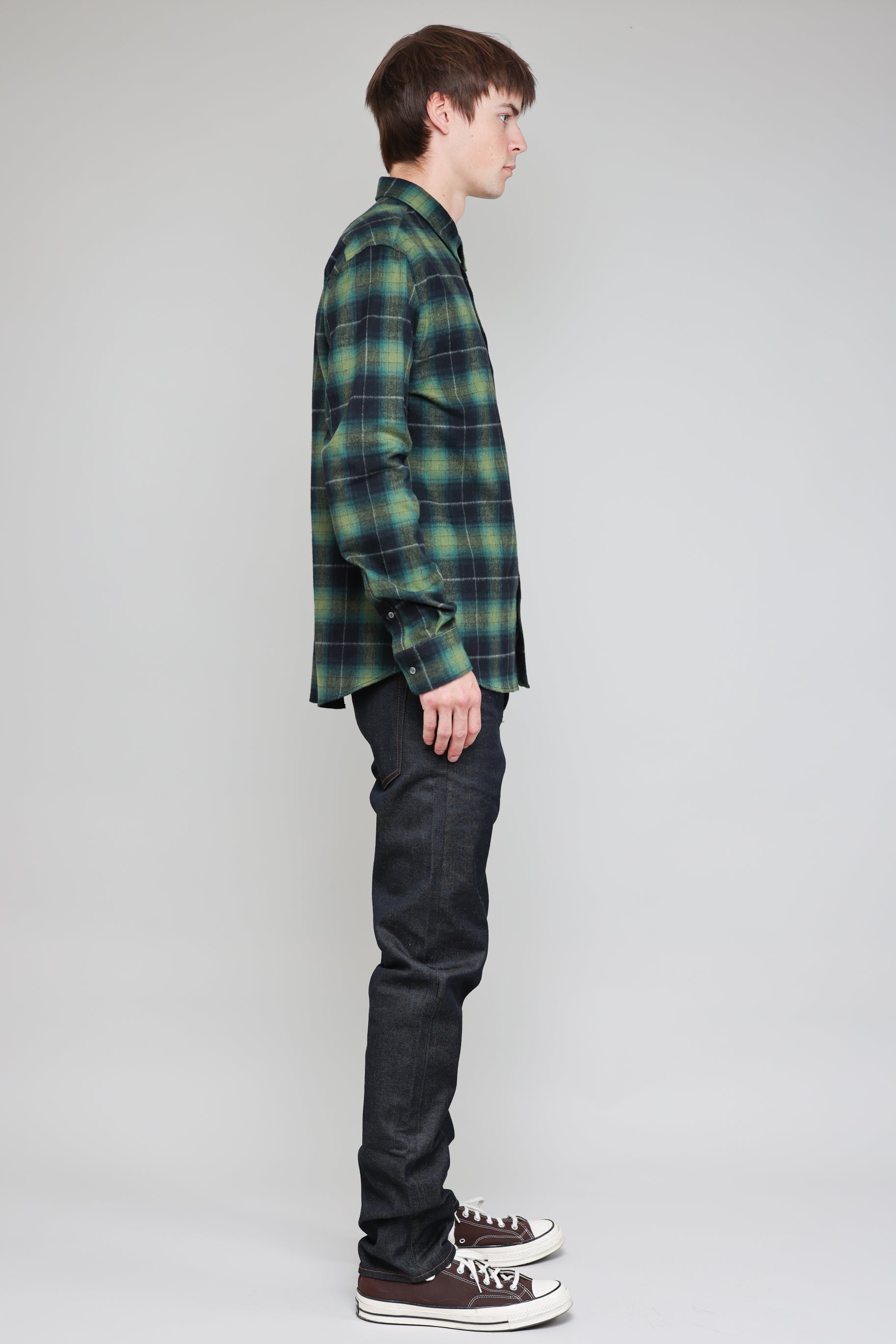 Japanese Shaggy Plaid in Green and Navy 04