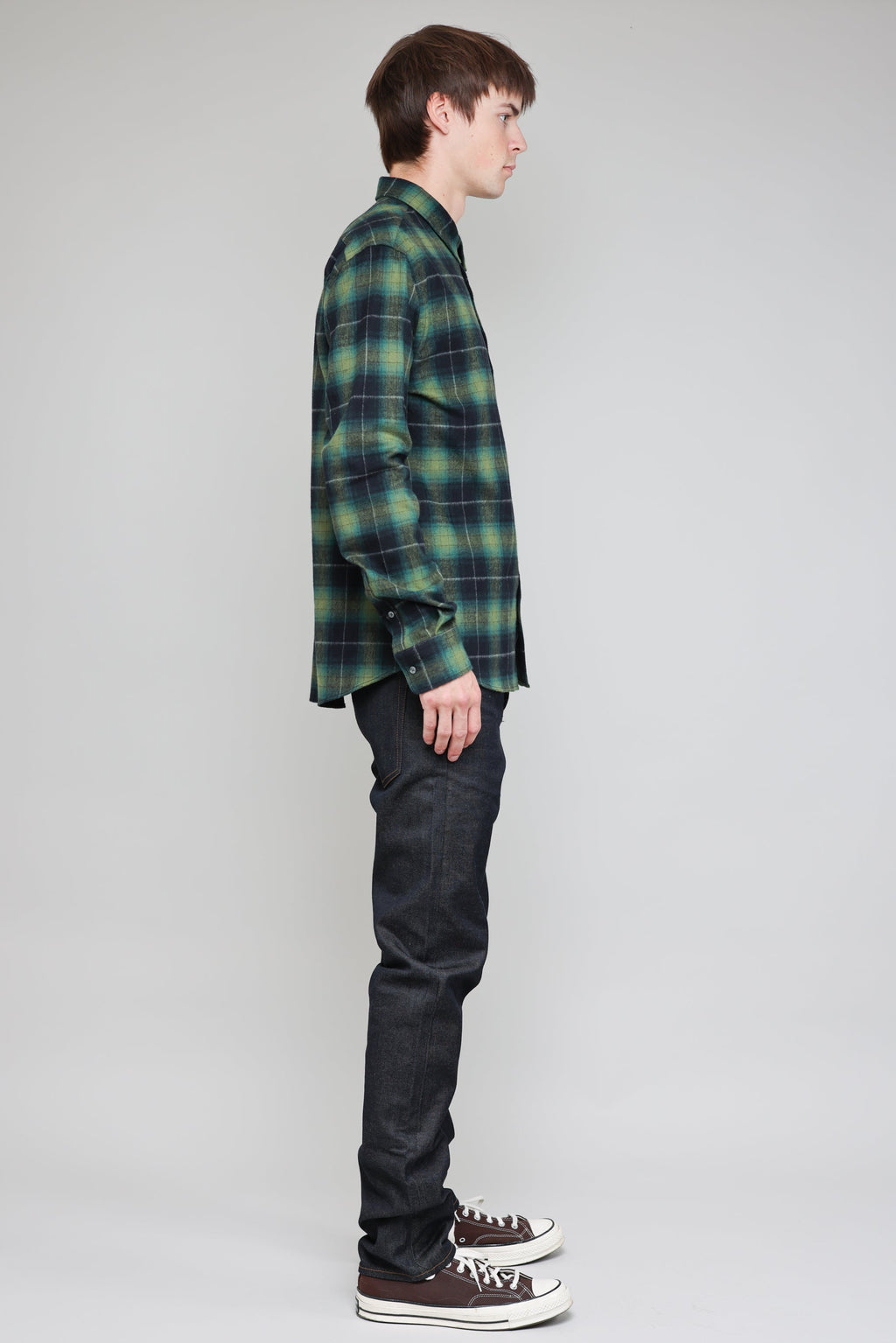 Japanese Shaggy Plaid in Green and Navy 04