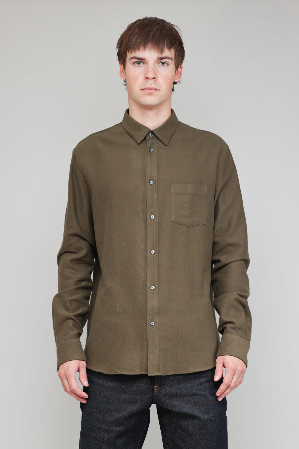 Japanese Flannel in Army Green 02