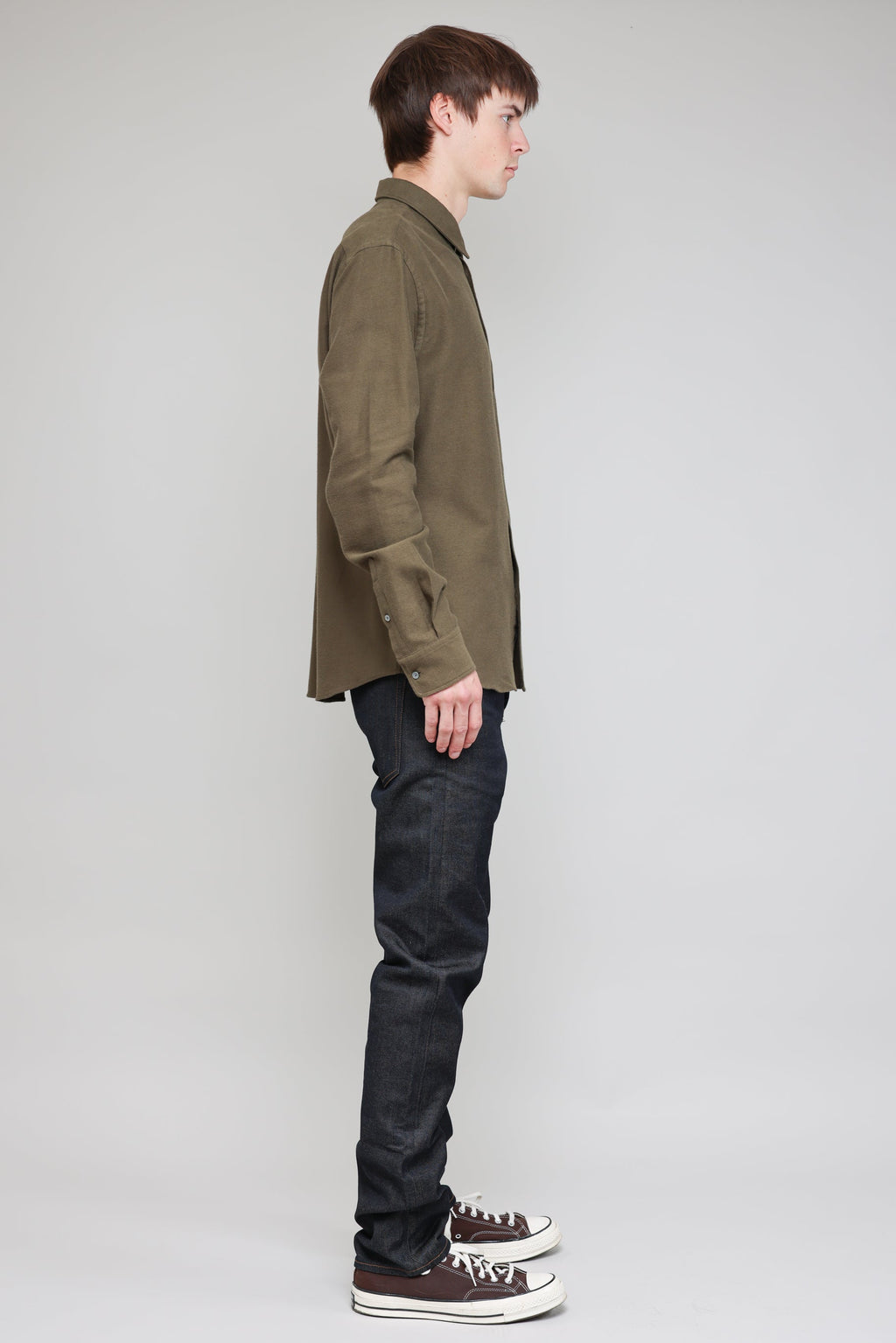 Japanese Flannel in Army Green 04