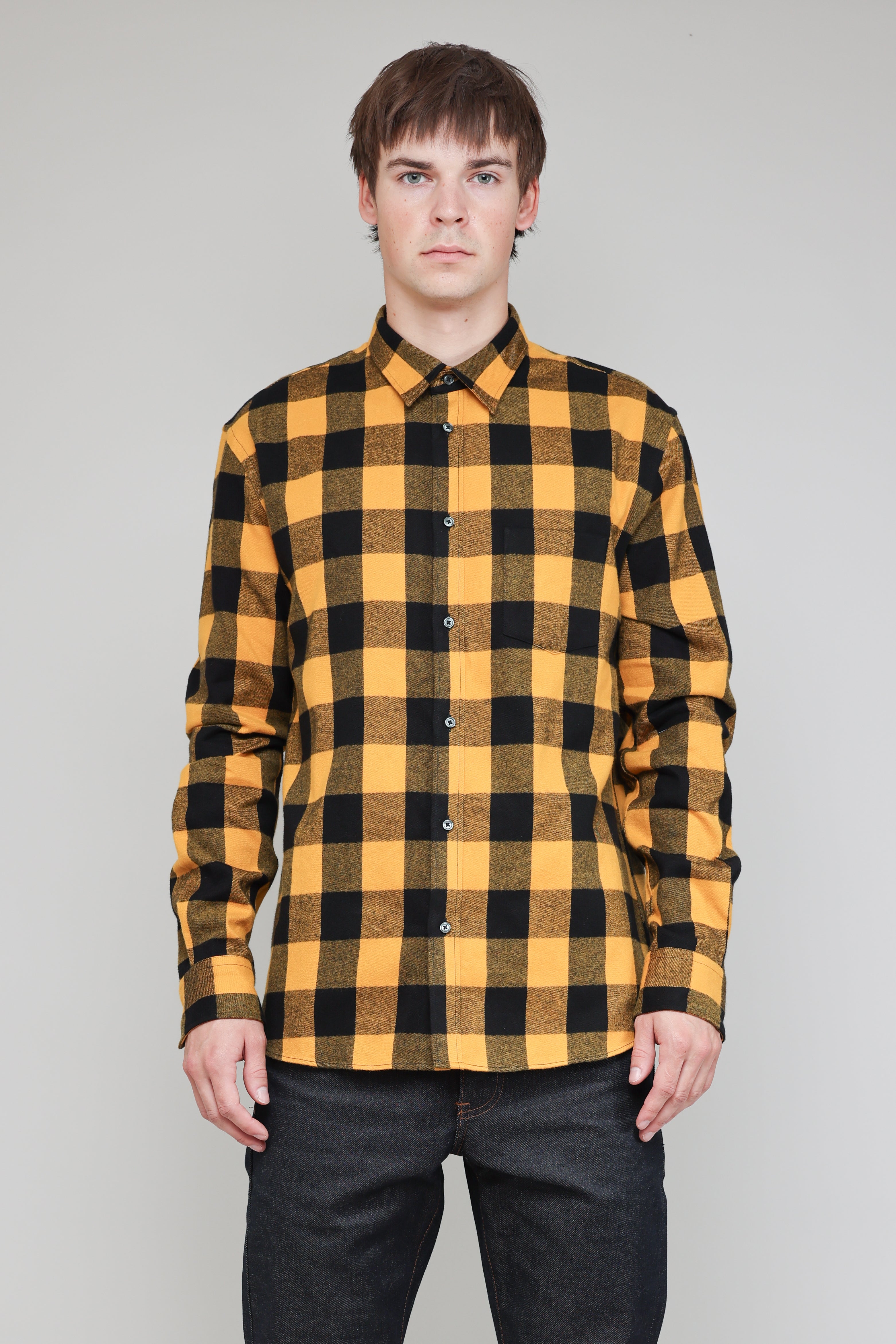 Japanese Brushed Buffalo Plaid in Yellow and Black 02