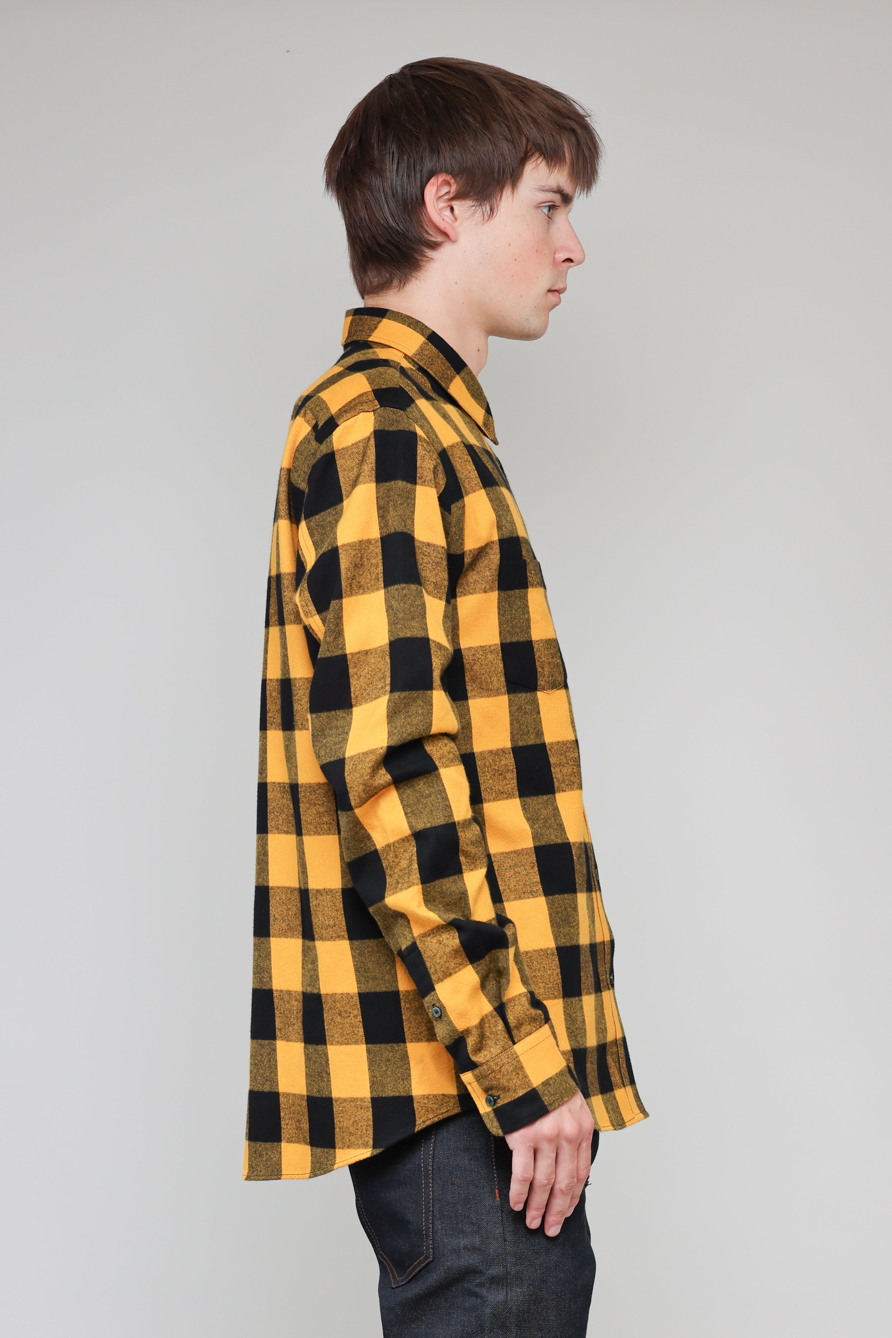 Japanese Brushed Buffalo Plaid in Yellow and Black 03