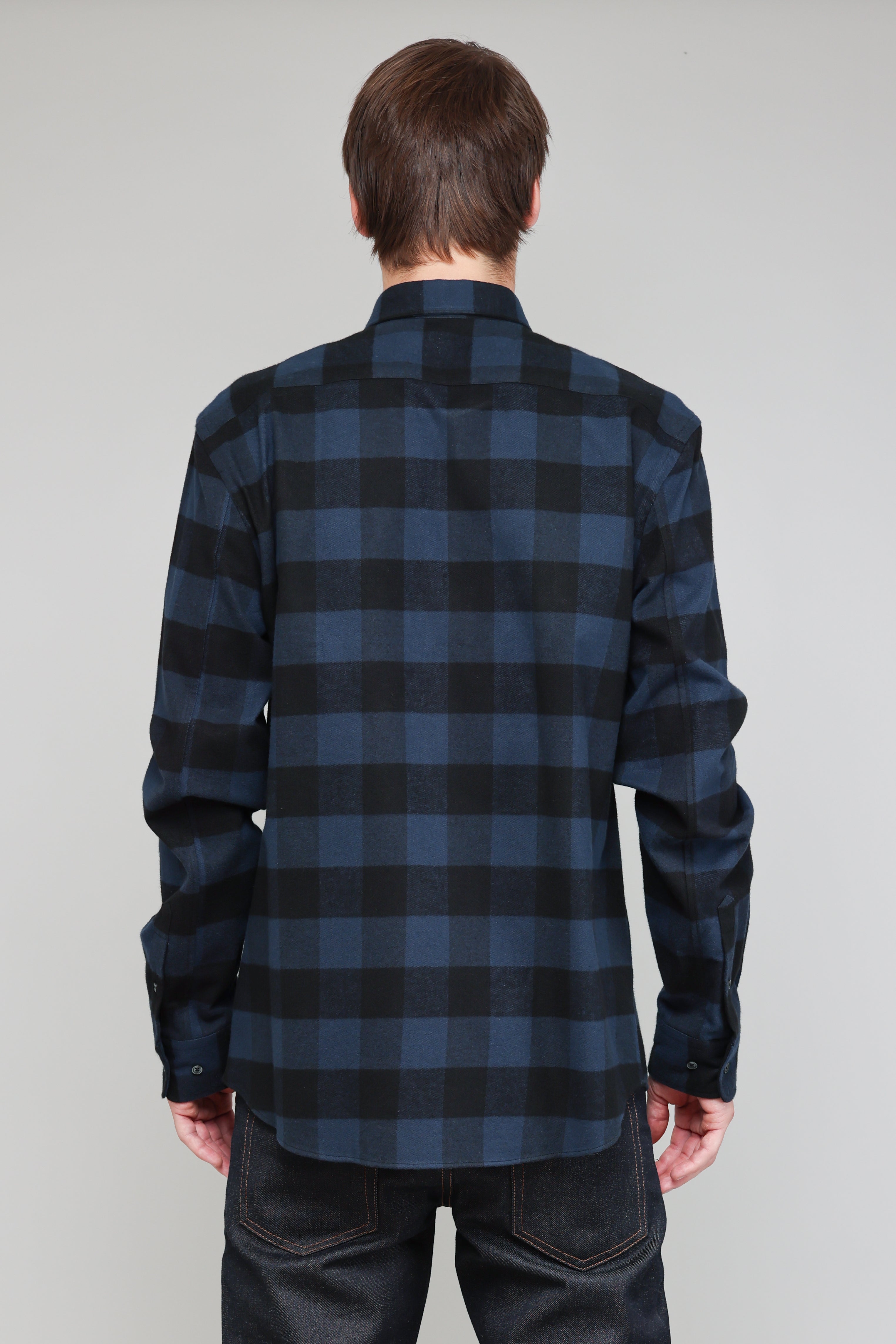 Japanese Brushed Buffalo Plaid in Blue and Black 03