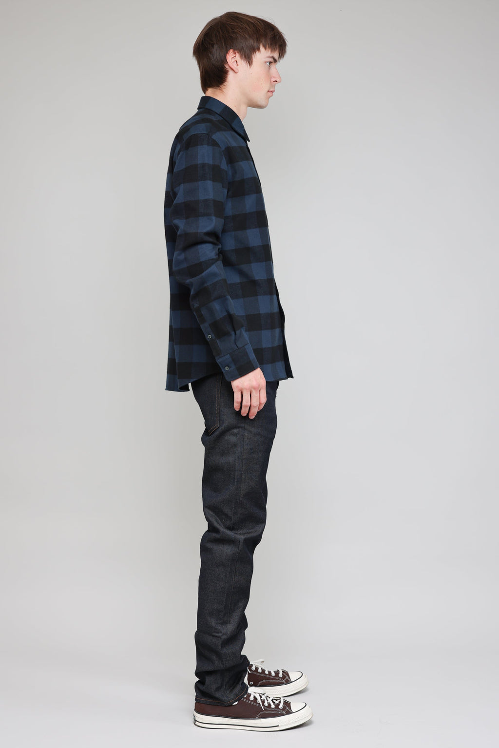 Japanese Brushed Buffalo Plaid in Blue and Black 04