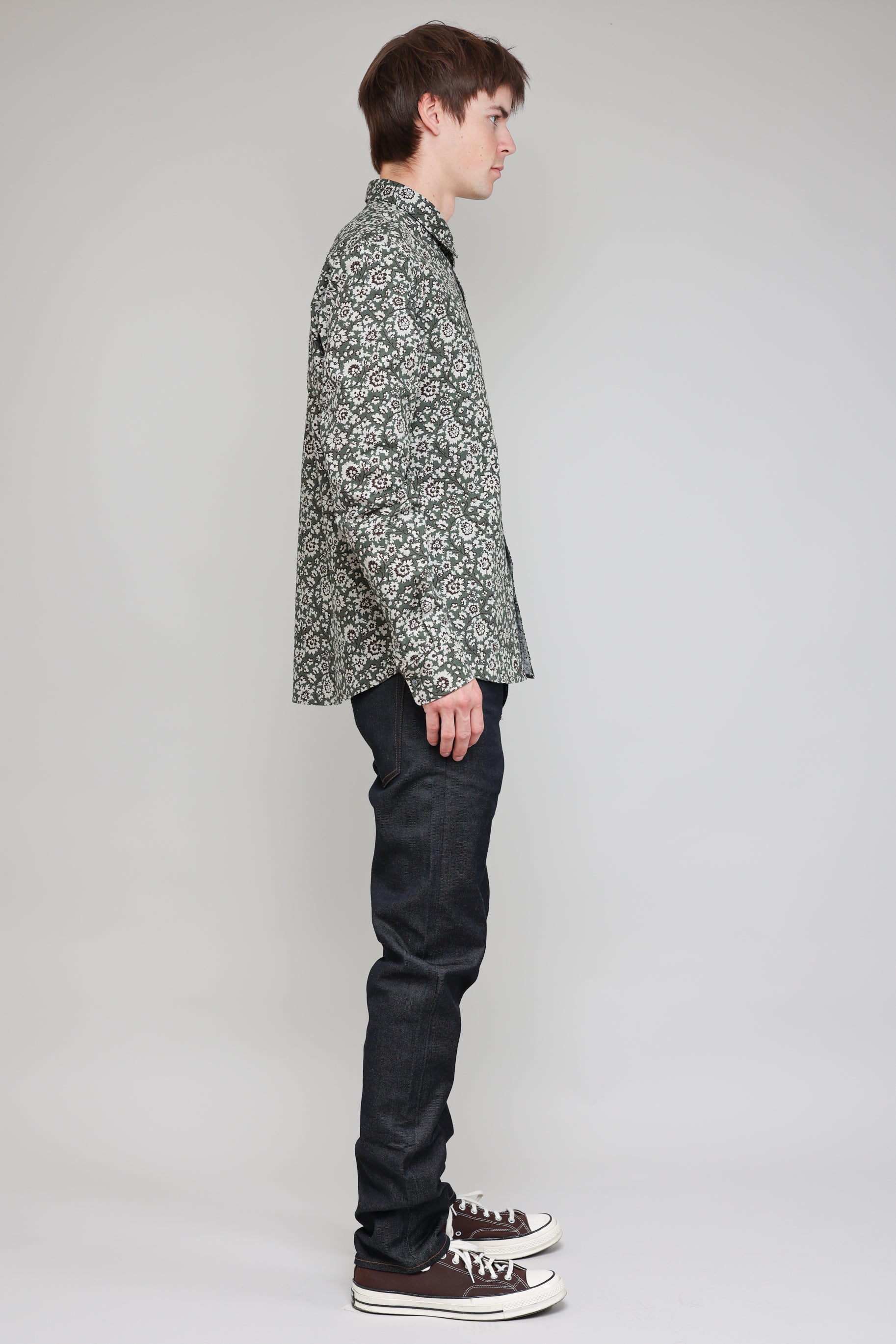 Japanese Bloom Print in Green and Brown 04