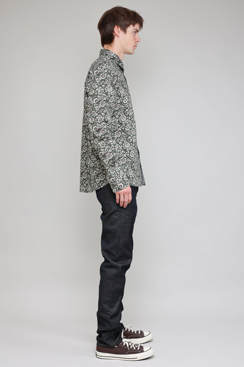 Japanese Bloom Print in Green and Brown 04